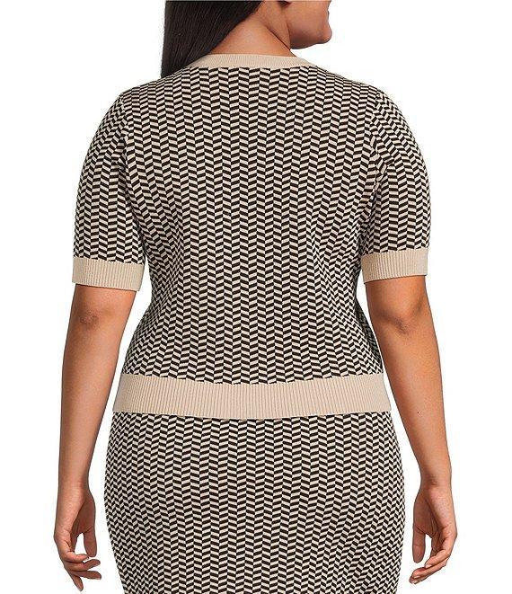 Lucy Paris Plus Size Warren Coordinating Short Sleeve Patterned Knit Top Product Image