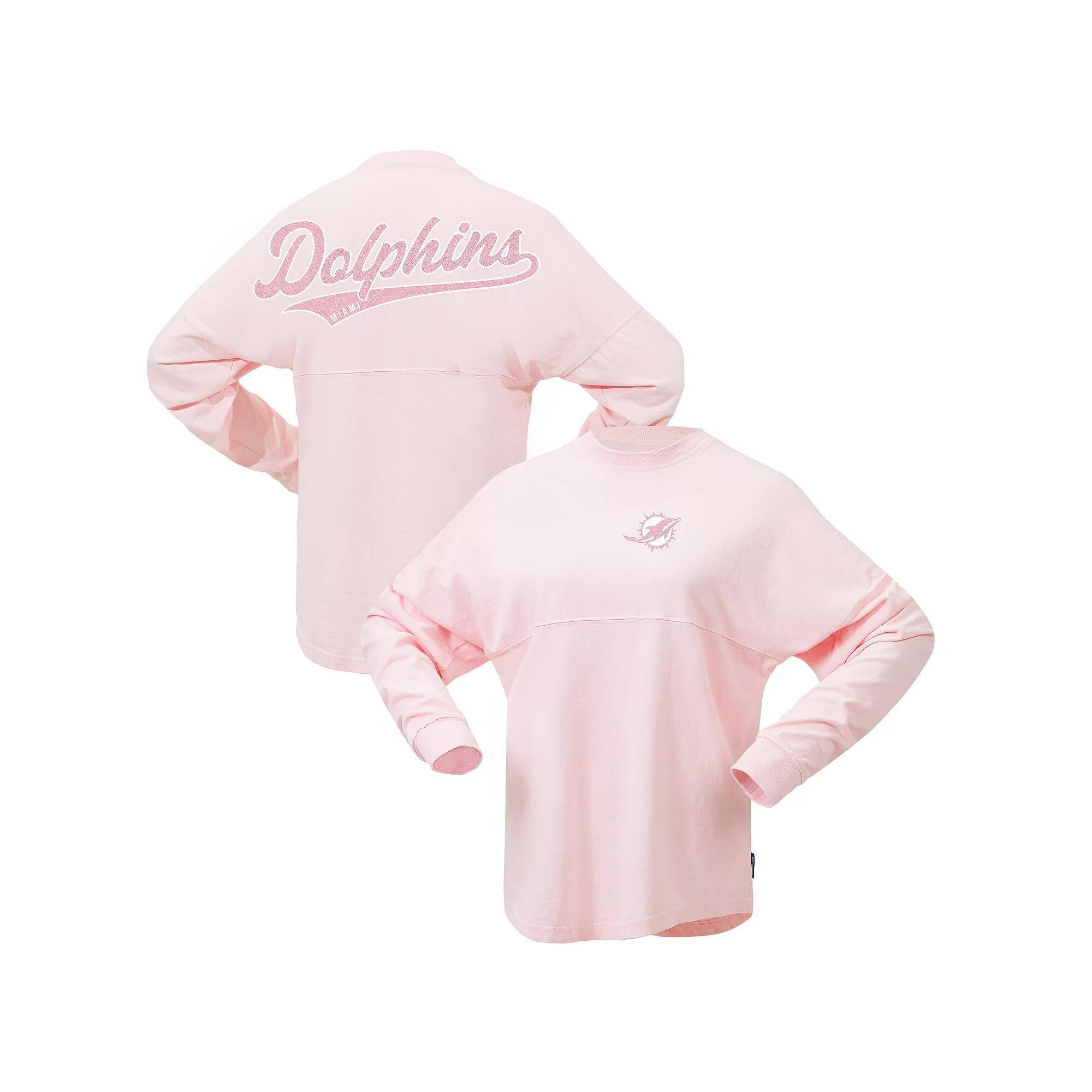 Women's Fanatics Branded Pink Miami Dolphins Millennial Spirit Jersey T-Shirt, Size: XL, Light Product Image
