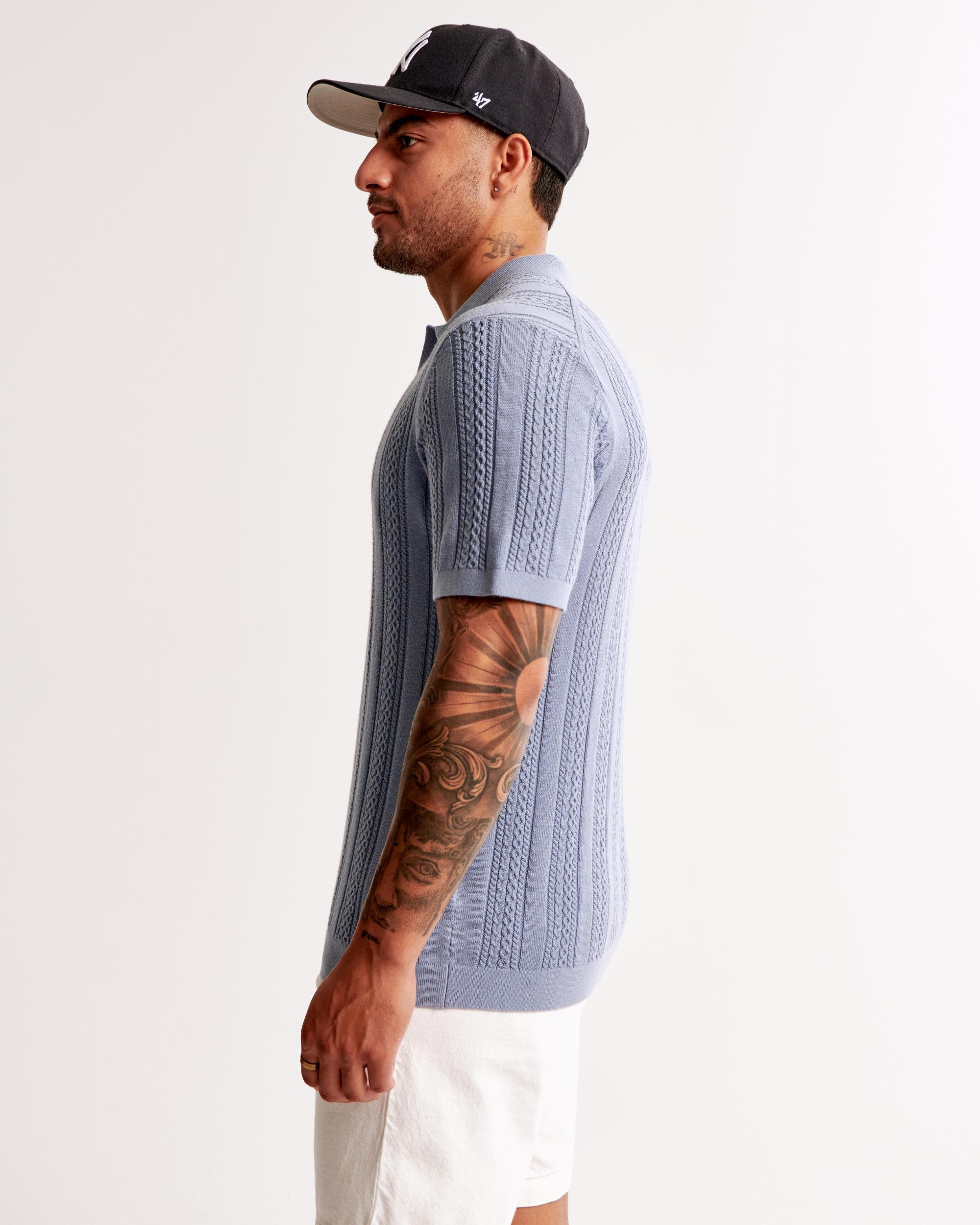 Cable Stitch Johnny Collar Sweater Polo Product Image
