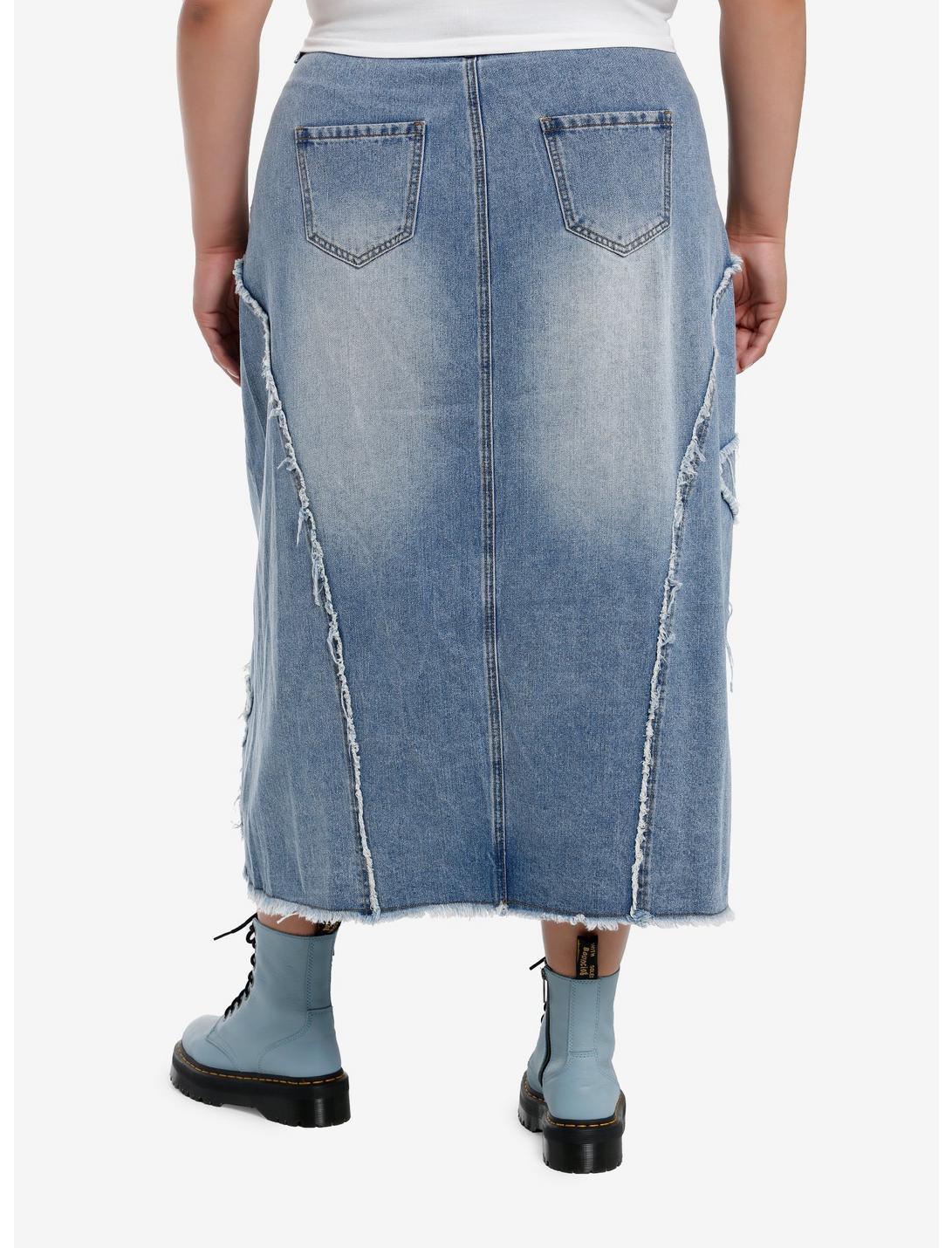 Social Collision Star Patches Denim Midaxi Skirt Plus Size Product Image