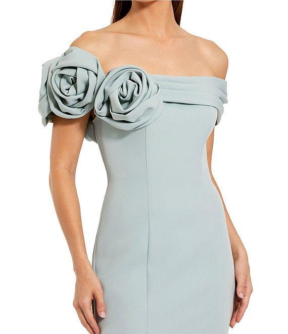 Mac Duggal Crepe Off-The-Shoulder 3D FLoral Mermaid Gown Product Image