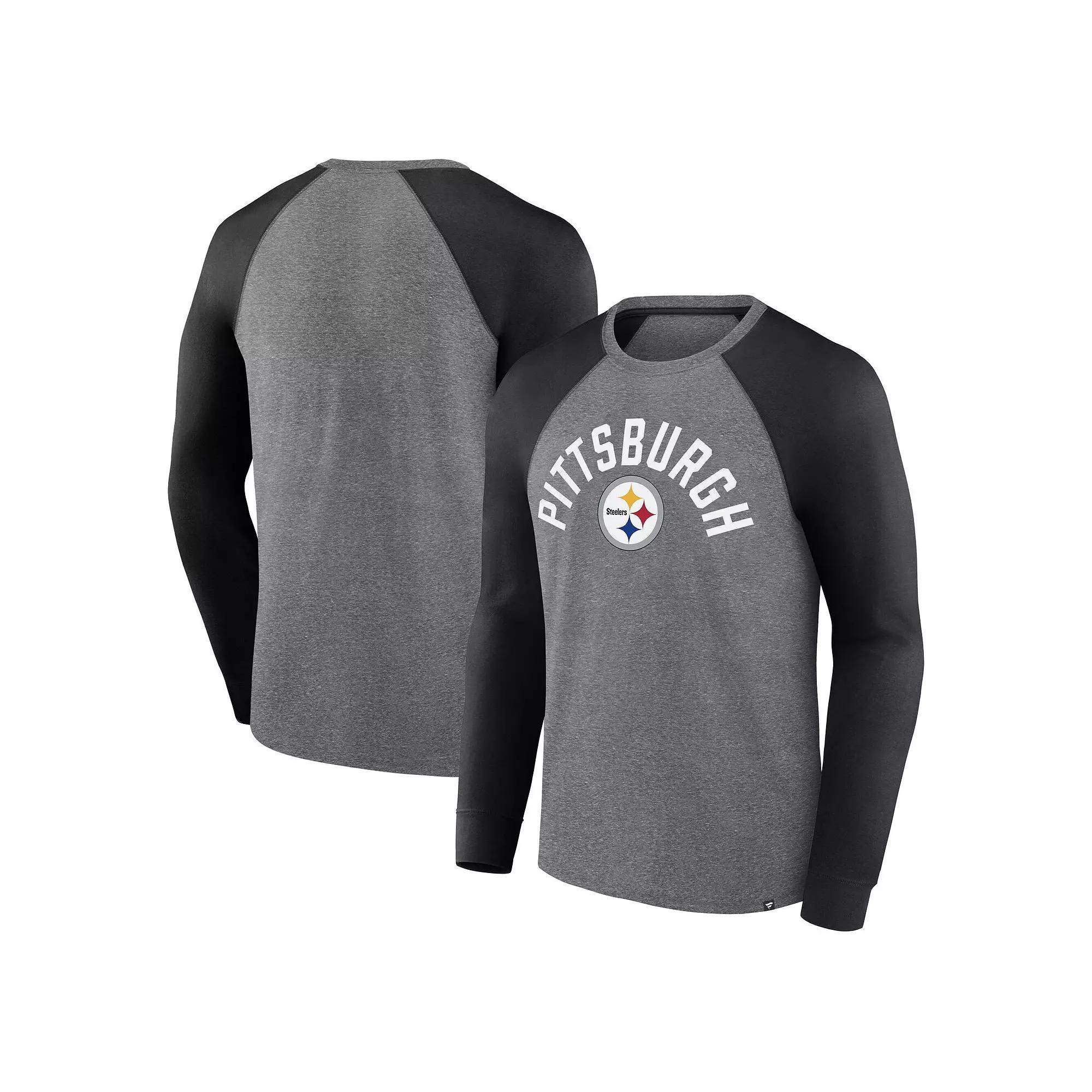 Mens Fanatics Heather Pittsburgh Steelers Arc Away Tri-Blend Long Sleeve T-Shirt Blue Product Image