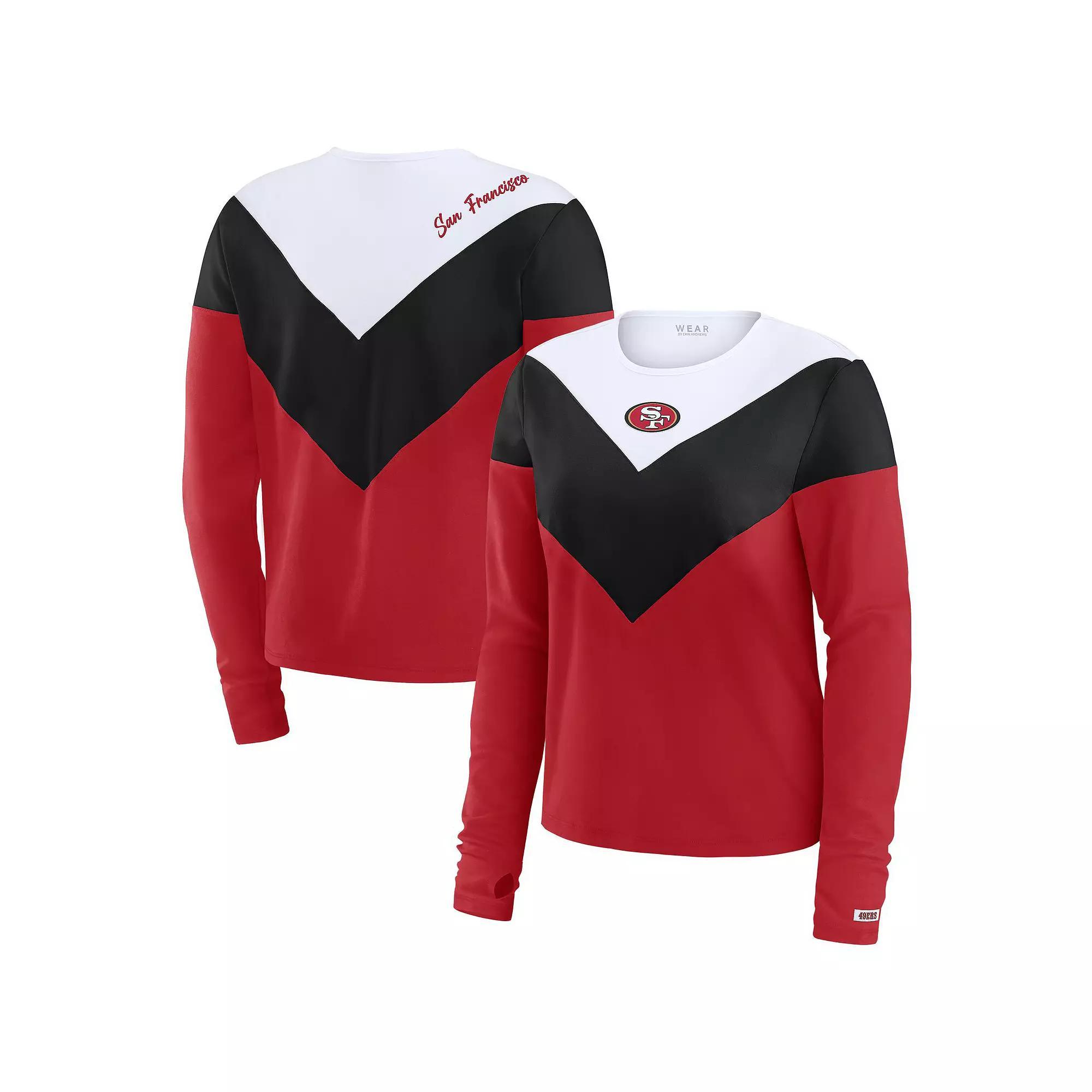 Women's WEAR by Erin Andrews Scarlet/Black San Francisco 49ers Chevron Tri-Blend Long Sleeve T-Shirt, Size: 2XL, Red Product Image