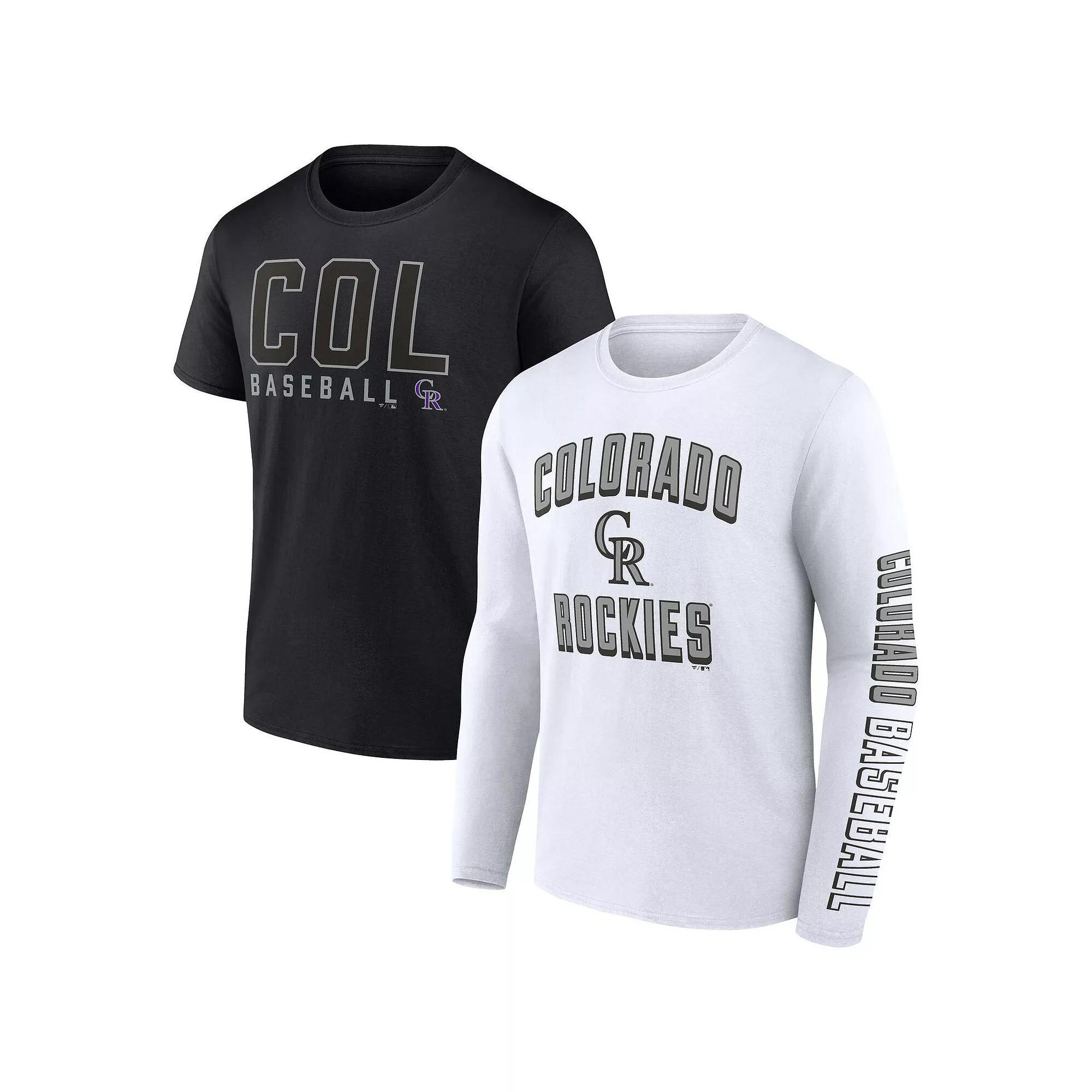 Men's Fanatics Branded Black/White Colorado Rockies Two-Pack Combo T-Shirt Set, Size: Medium Product Image