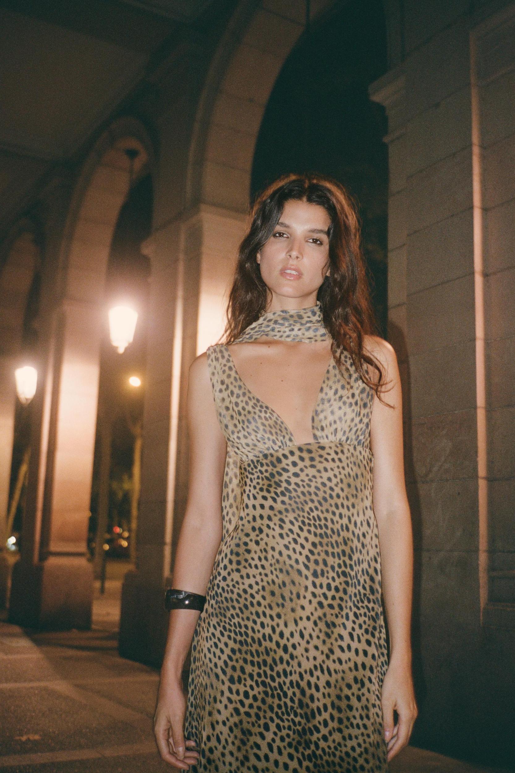 ANIMAL PRINT FOULARD DRESS Product Image