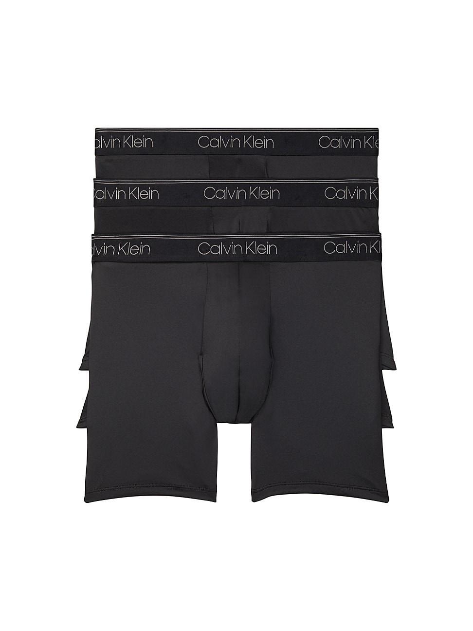 Men's Calvin Klein 3-Pack Microfiber Stretch Boxer Briefs, Size: 2XL, Black Convoy Red Gala Product Image