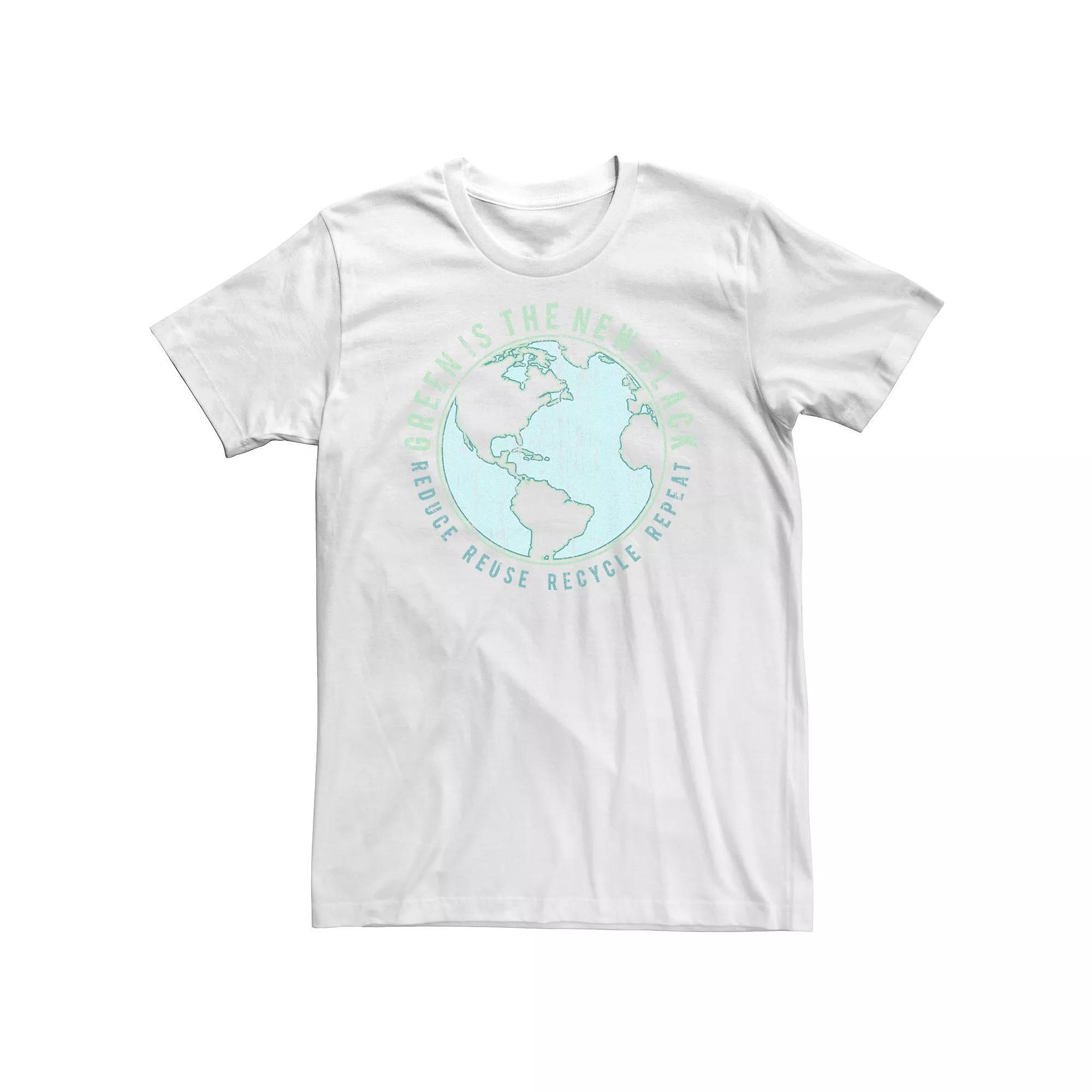 Big & Tall Earth Day Green Is The New Black Reduce Reuse Recycle Repeat Tee, Men's, Size: 3XL Tall, White Product Image