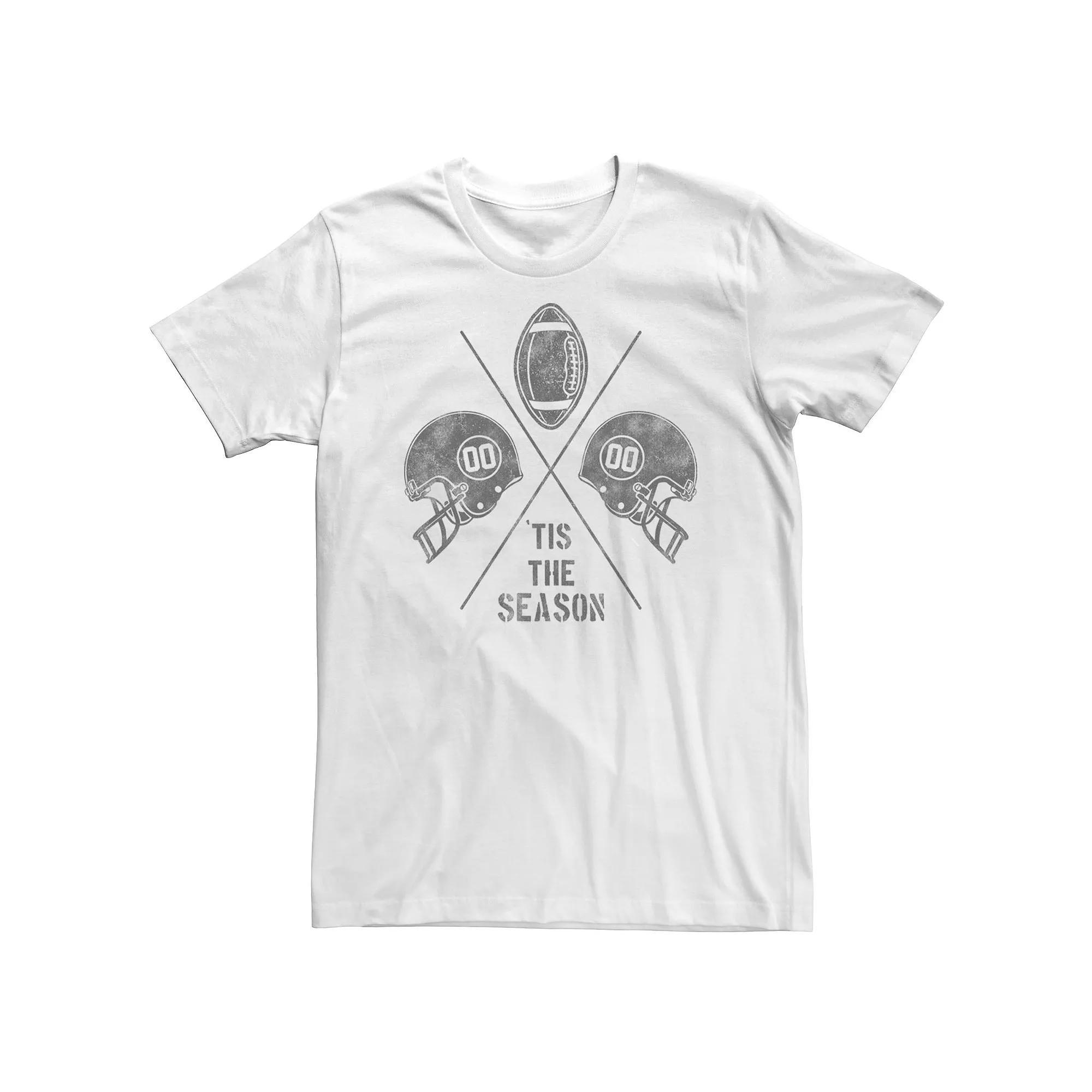 Big & Tall Tis The Season Football Tee, Men's, Size: 3XL Tall, White Product Image