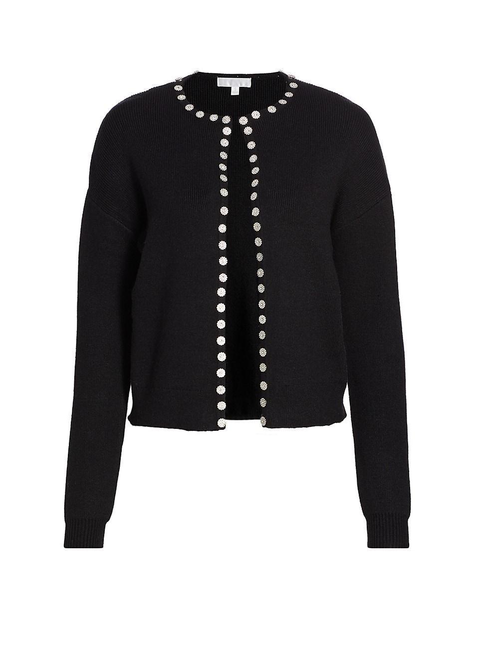 Womens Embellished Crewneck Cardigan Product Image