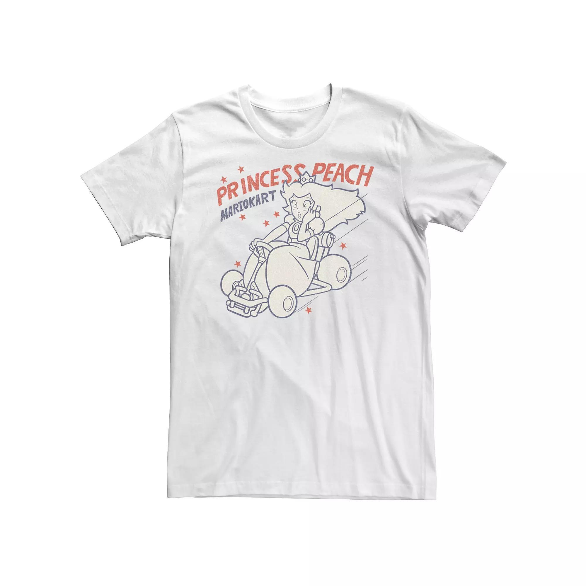 Big & Tall Nintendo Mario Kart Peach Kart Gaming Tee, Men's, Size: 3XL Tall, White Product Image