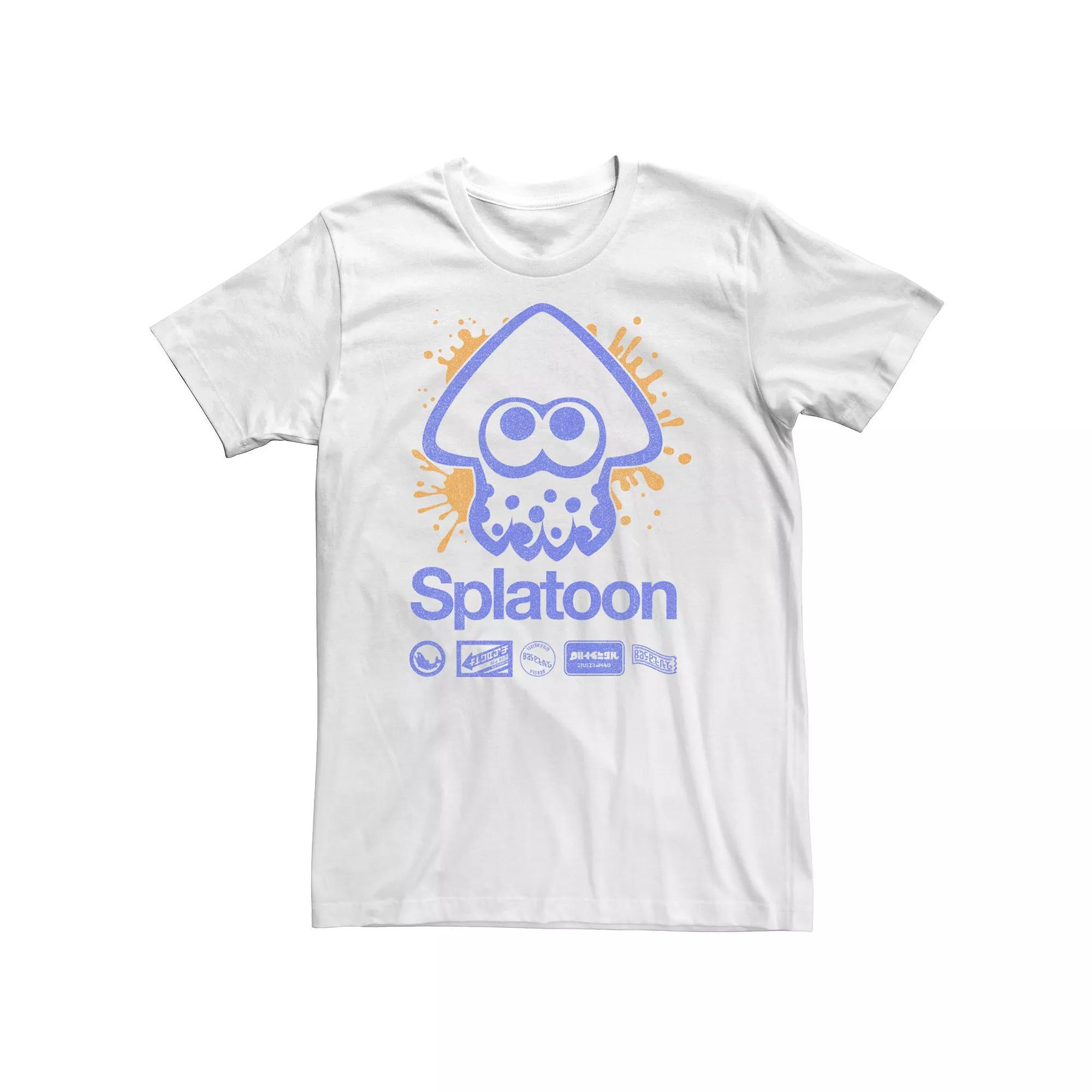 Men's Nintendo Splatoon Squid Paint Splat Kanji Team Logos Graphic Tee, Size: Large, White Product Image