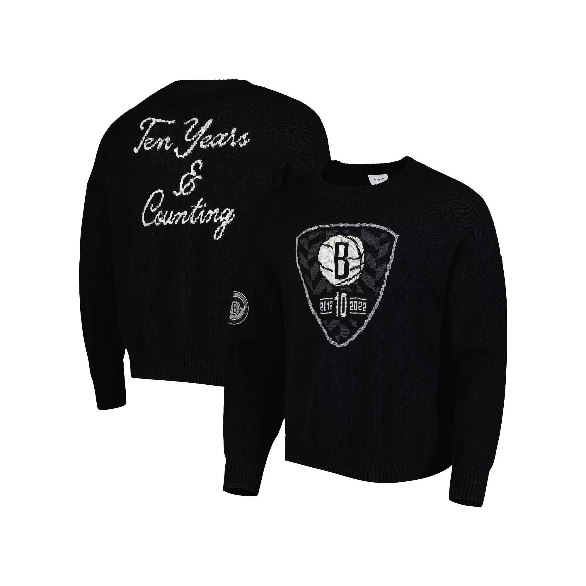 Men's AUTHMADE Black Brooklyn Nets 10th Anniversary Pullover Sweater, Size: XL Product Image