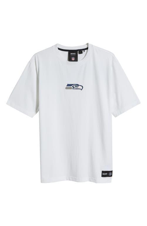 HUGO BOSS Boss X Nfl Stretch-cotton T-shirt With Special Branding In Seahawks Product Image