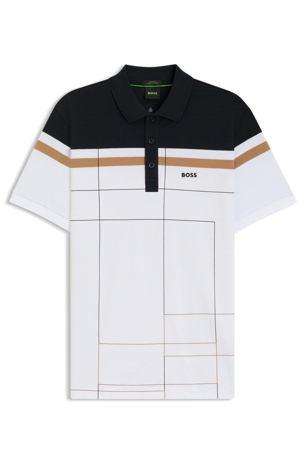 BOSS - Slim-fit polo shirt in quick-dry stretch cotton - White Product Image