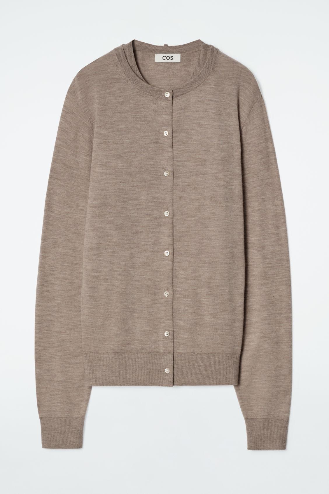 ATTACHED LAYERED FINE CASHMERE CARDIGAN Product Image