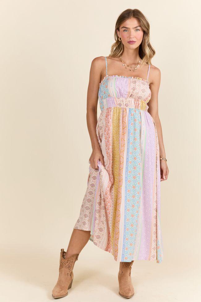 Lovingly Yours Multi Patchwork Print Midi Dress Product Image