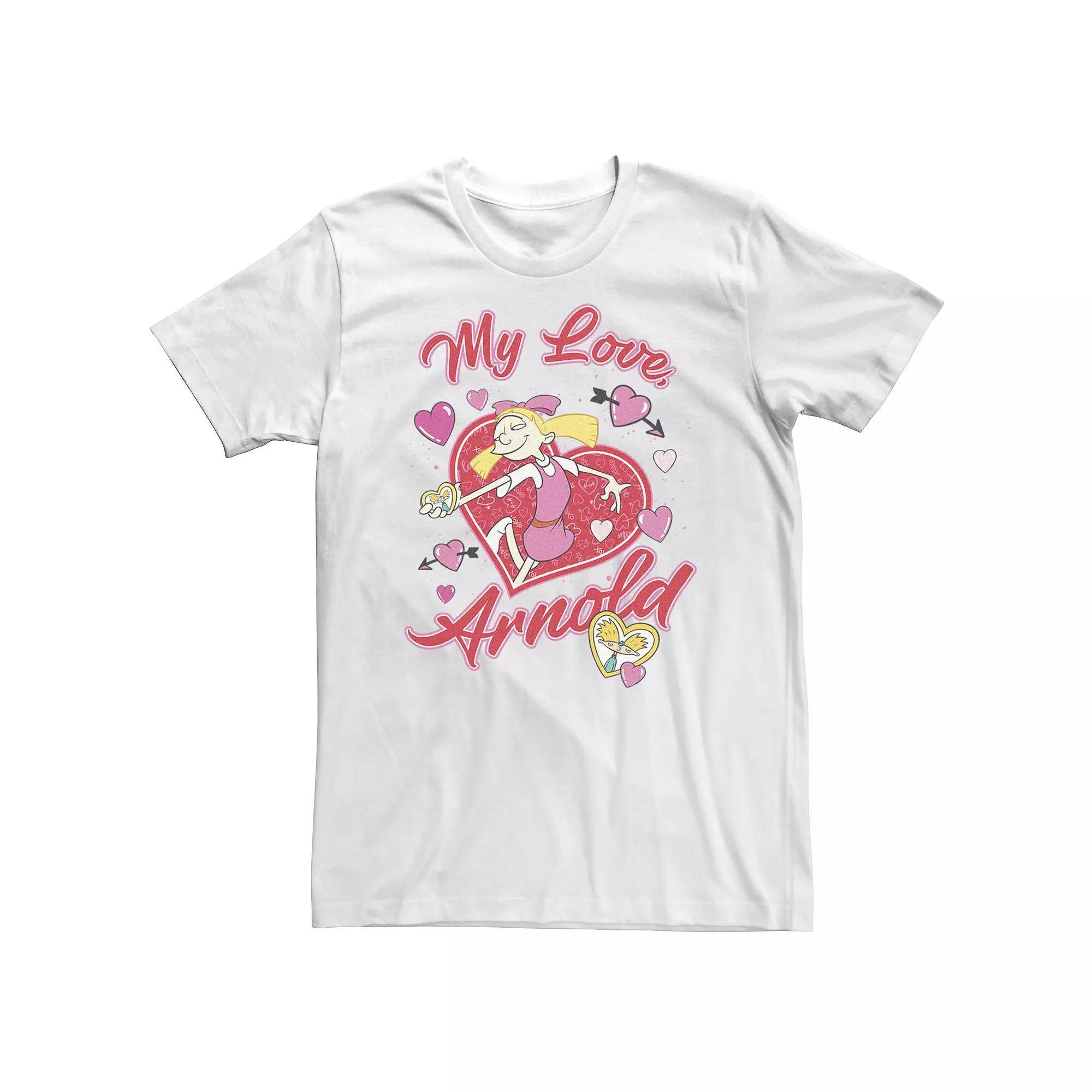 Big & Tall Hey Arnold My Love Arnold Helga Valentine Theme Tee, Men's, Size: XXL Tall, White Product Image