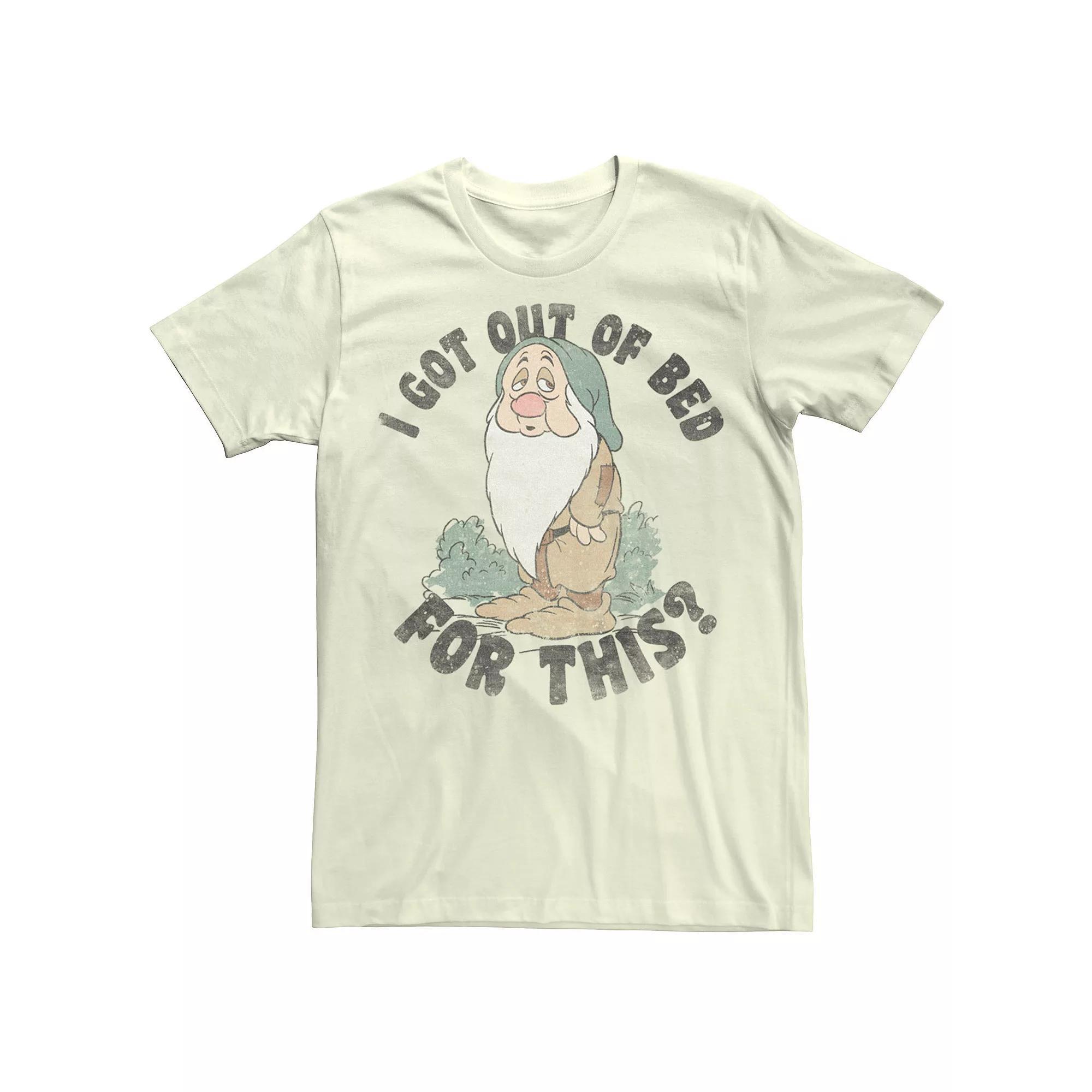 Disney's Snow White Sleepy Men's "I Got Out Of Bed For This" Vintage Graphic Tee, Size: Medium, Natural Product Image