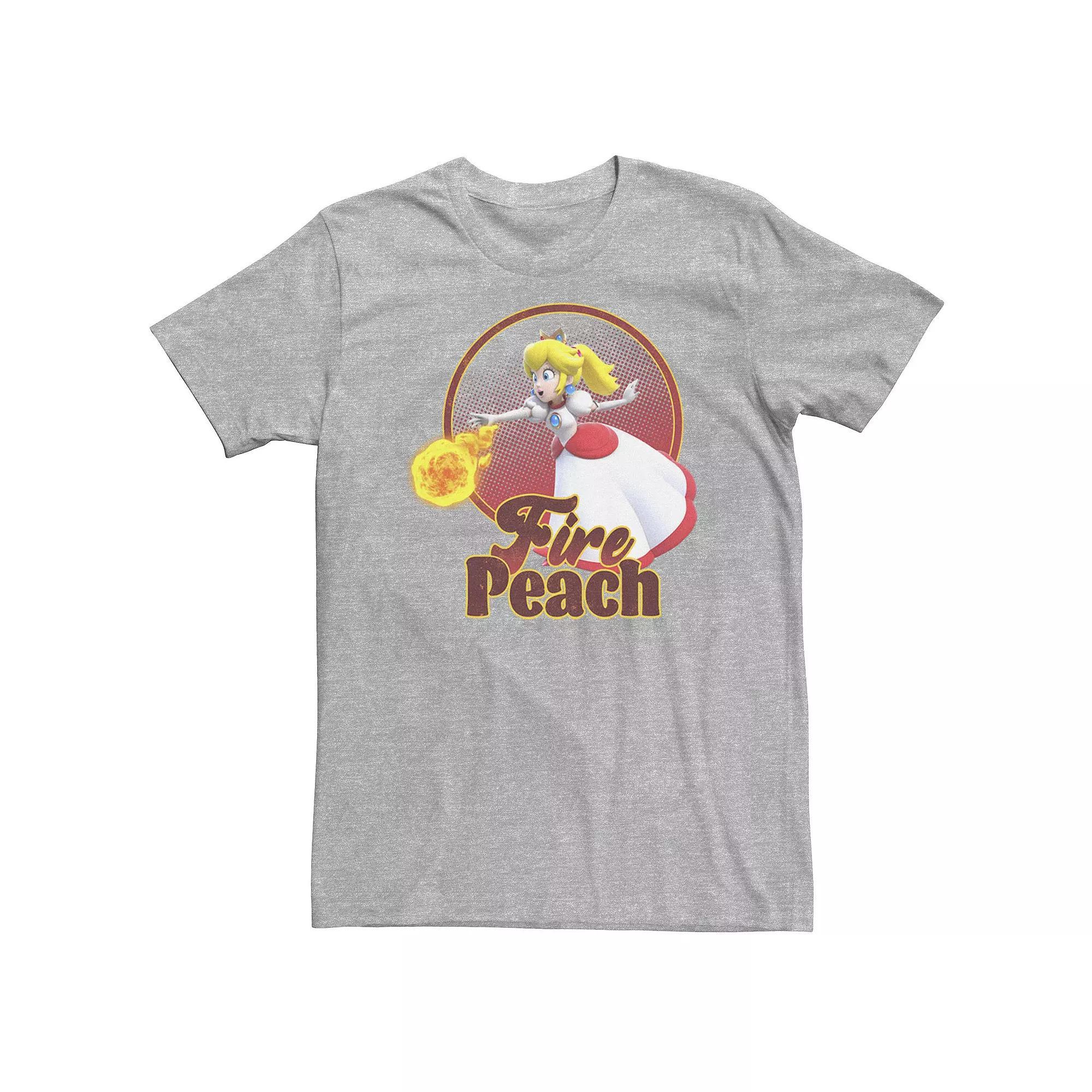 Big & Tall Nintendo Super Mario 3D World Princess Peach Fireball Circle Tee, Men's, Size: 3XL, Athletic Grey Product Image