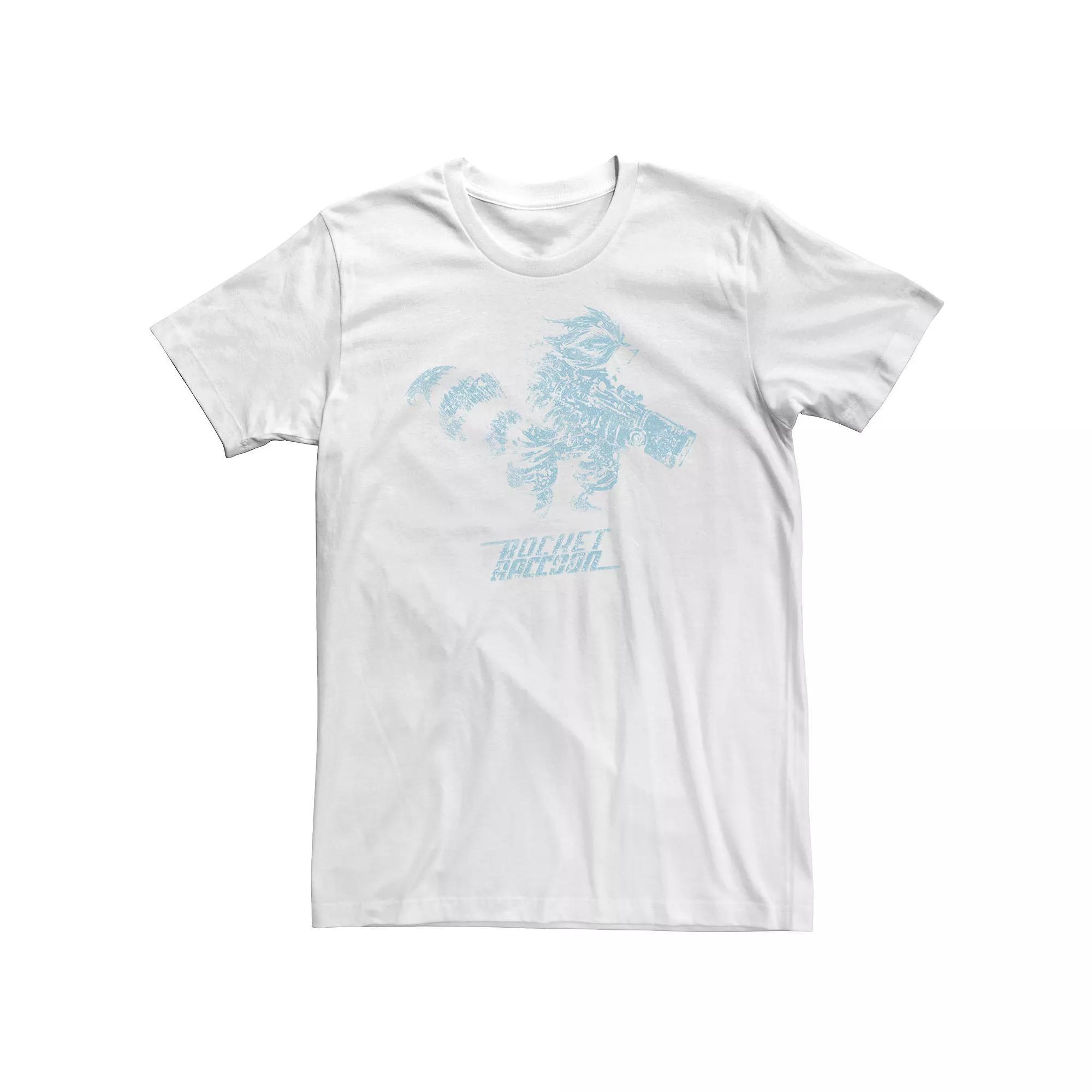 Big & Tall Marvel Rocket Raccoon Distressed Blue Hue Portrait Tee, Men's, Size: 4XL, White Product Image
