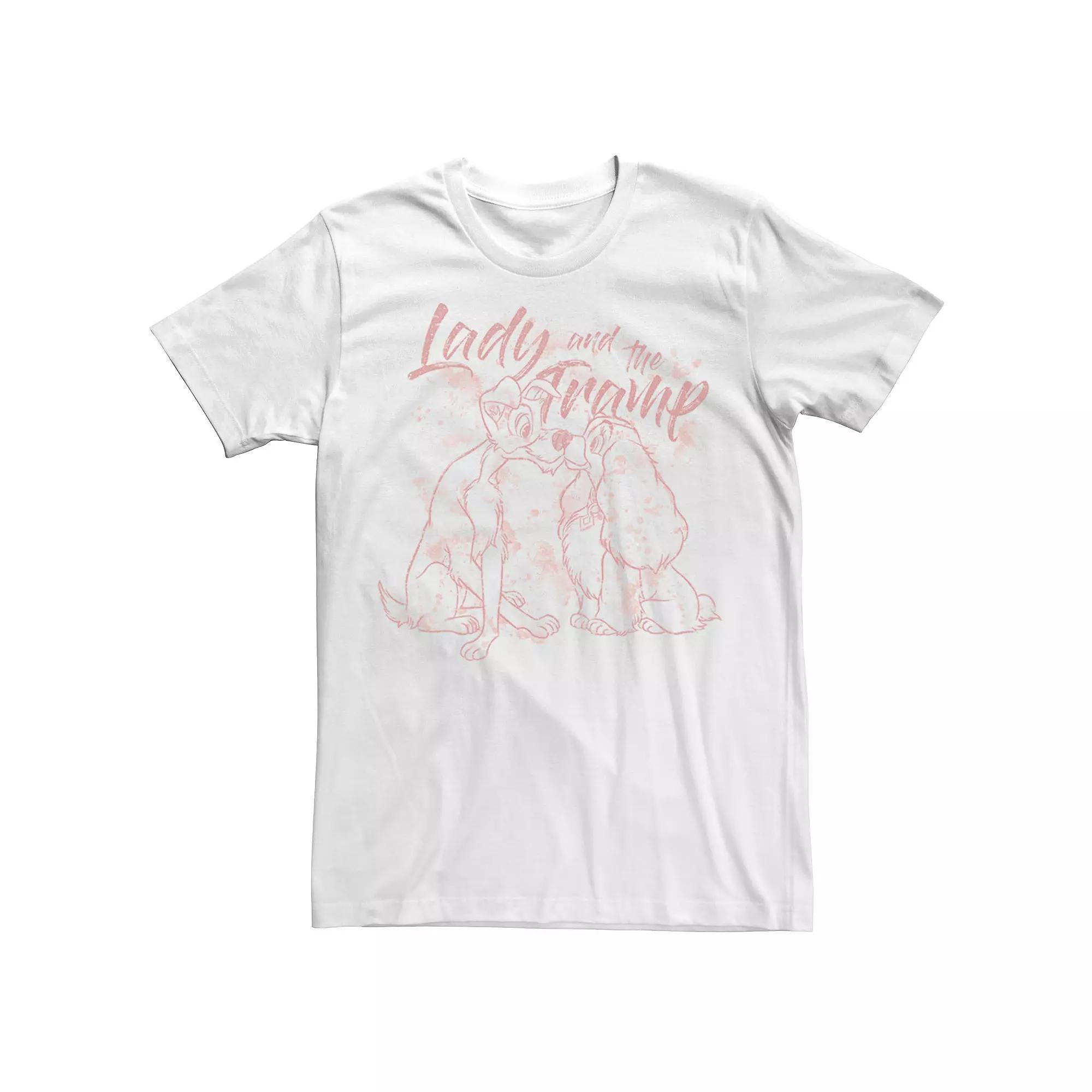 Disney's Lady And The Tramp Splatter Outline Men's Tee, Size: XL, White Product Image