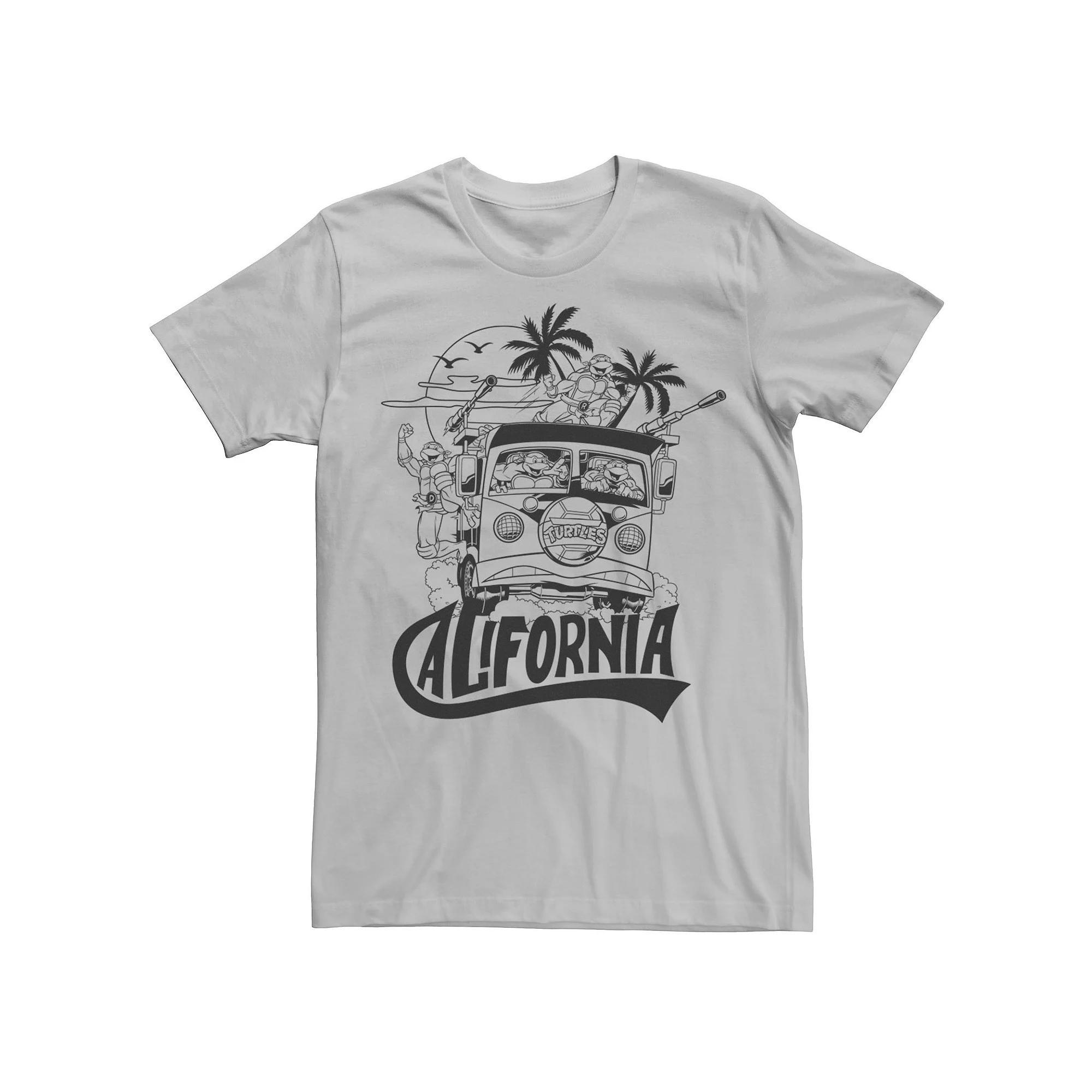 Men's Ninja Turtles California Bus Outline Short Sleeve Tee, Size: 3XL, Silver Product Image