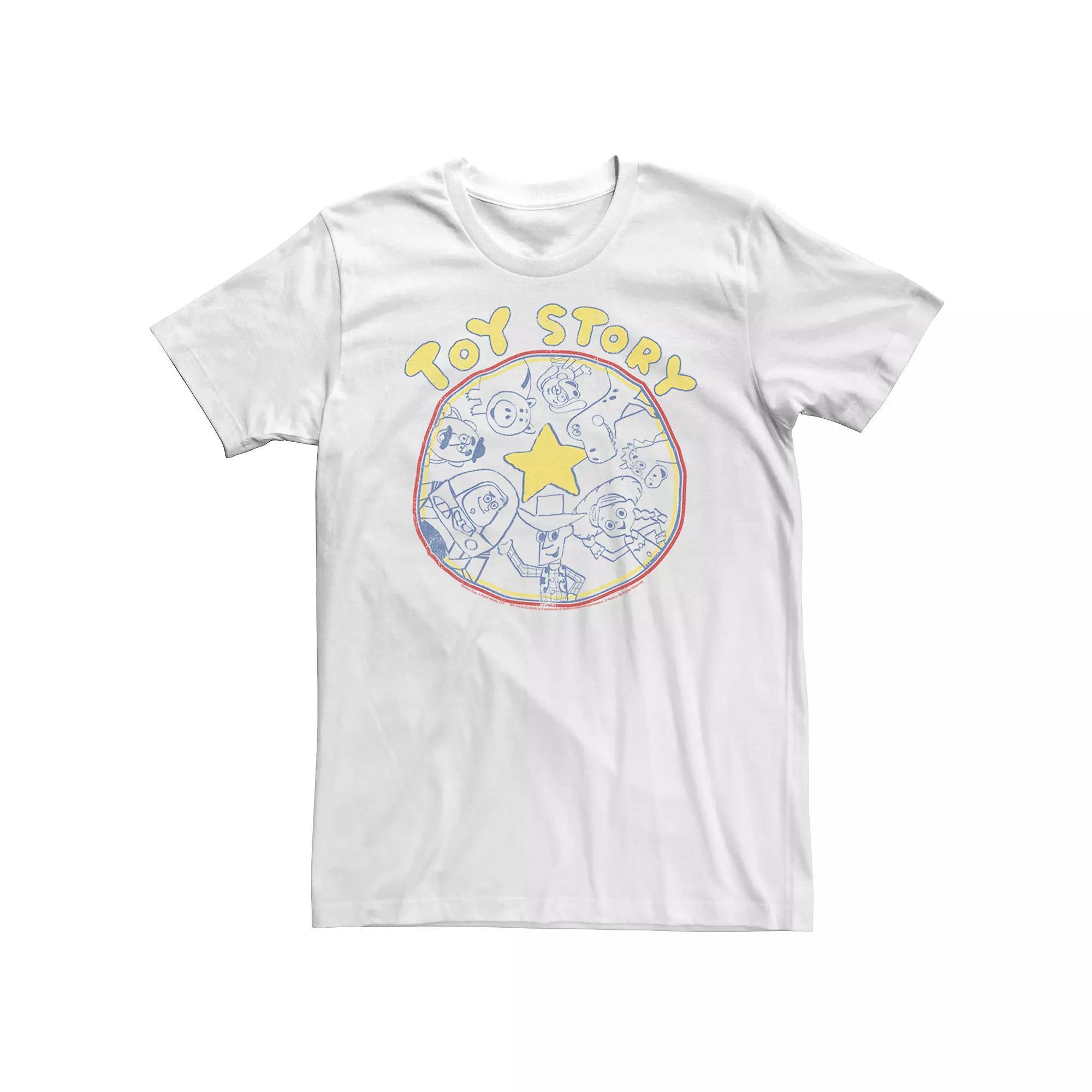 Big & Tall Disney / Pixar Woody, Buzz Lightyear And Friends Circle Tee, Men's, Size: XL Tall, White Product Image