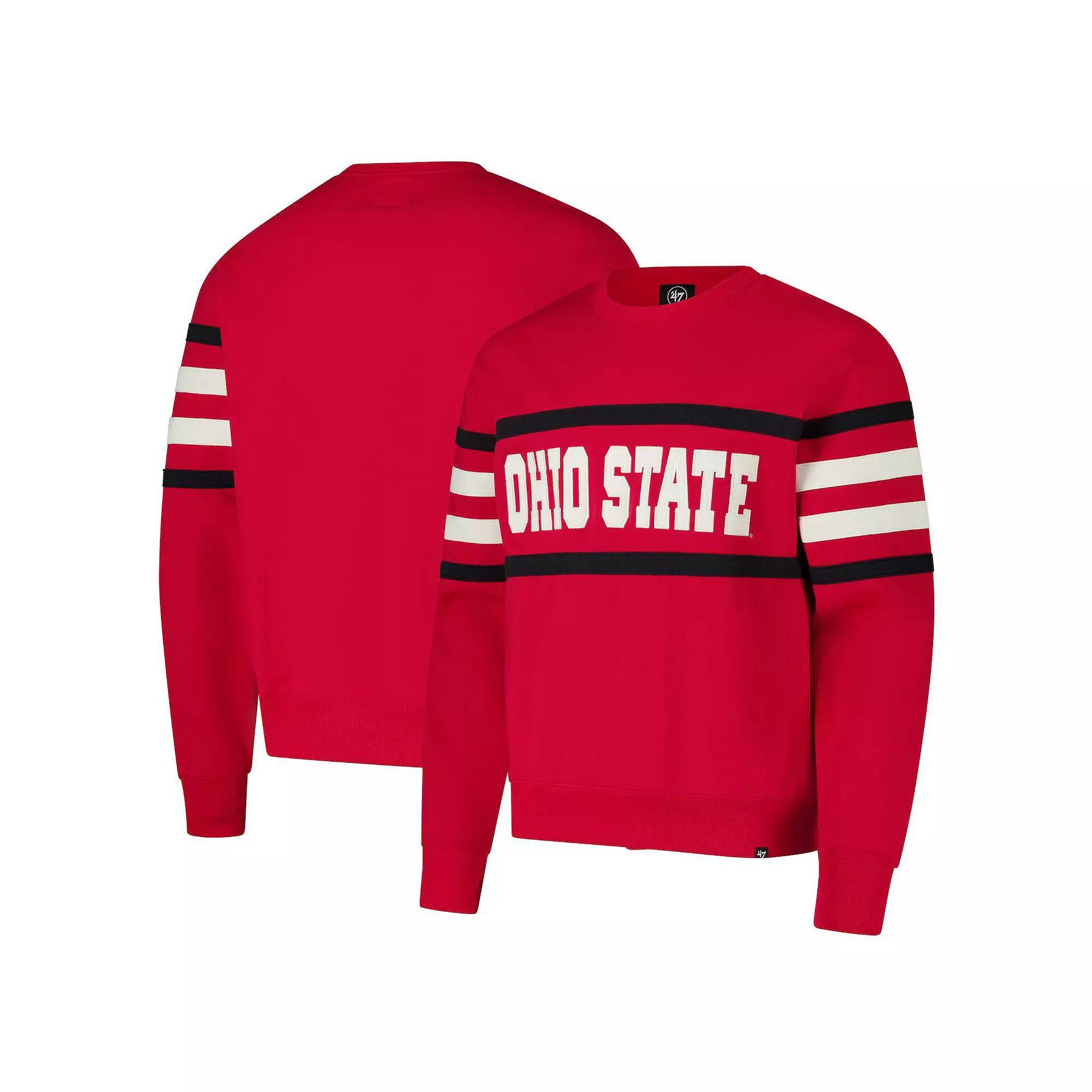 Men's '47 Scarlet Ohio State Buckeyes Coaches Collection Pullover Sweatshirt, Size: XL, Red Product Image