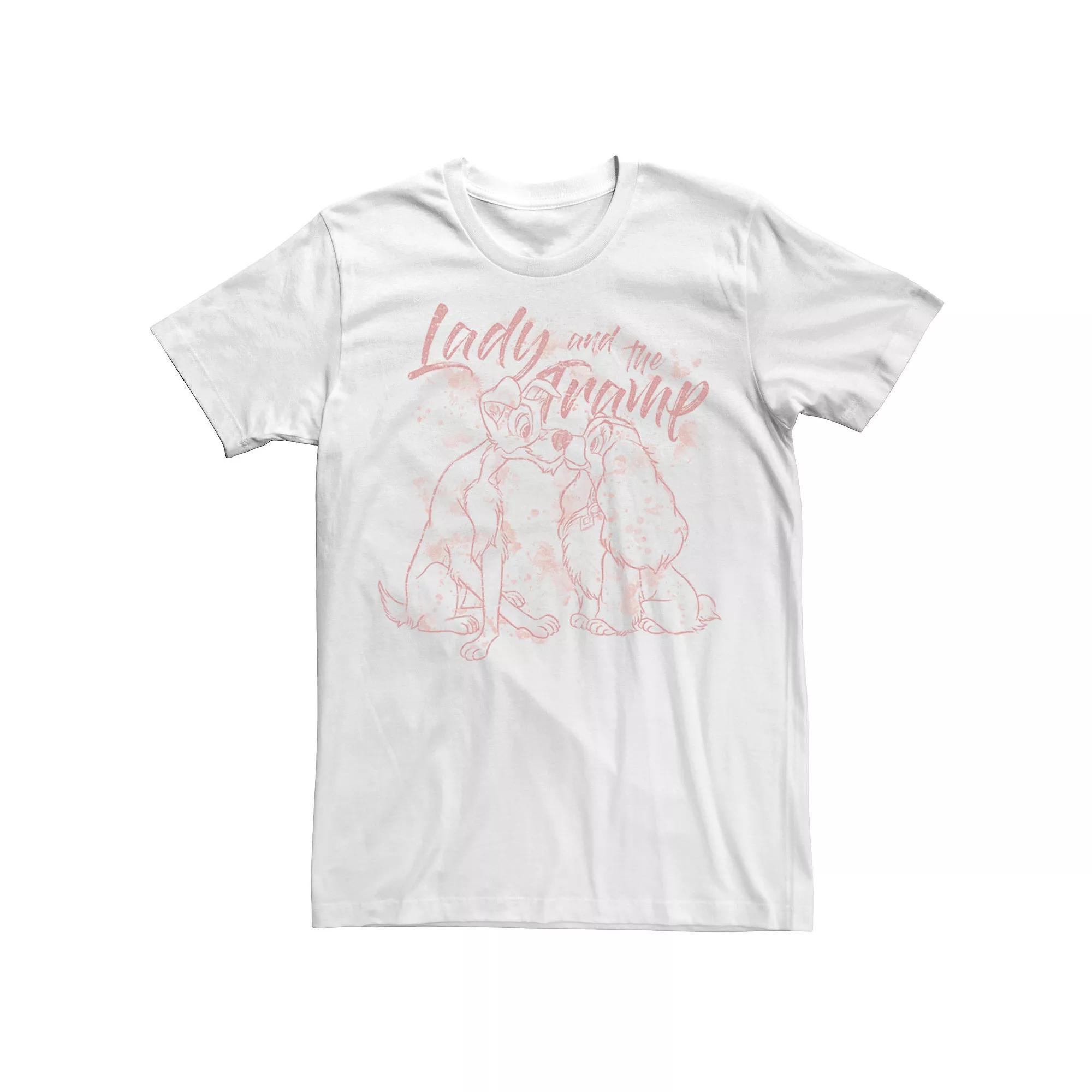 Disney's Lady And The Tramp Splatter Outline Men's Tee, Size: XL, White Product Image