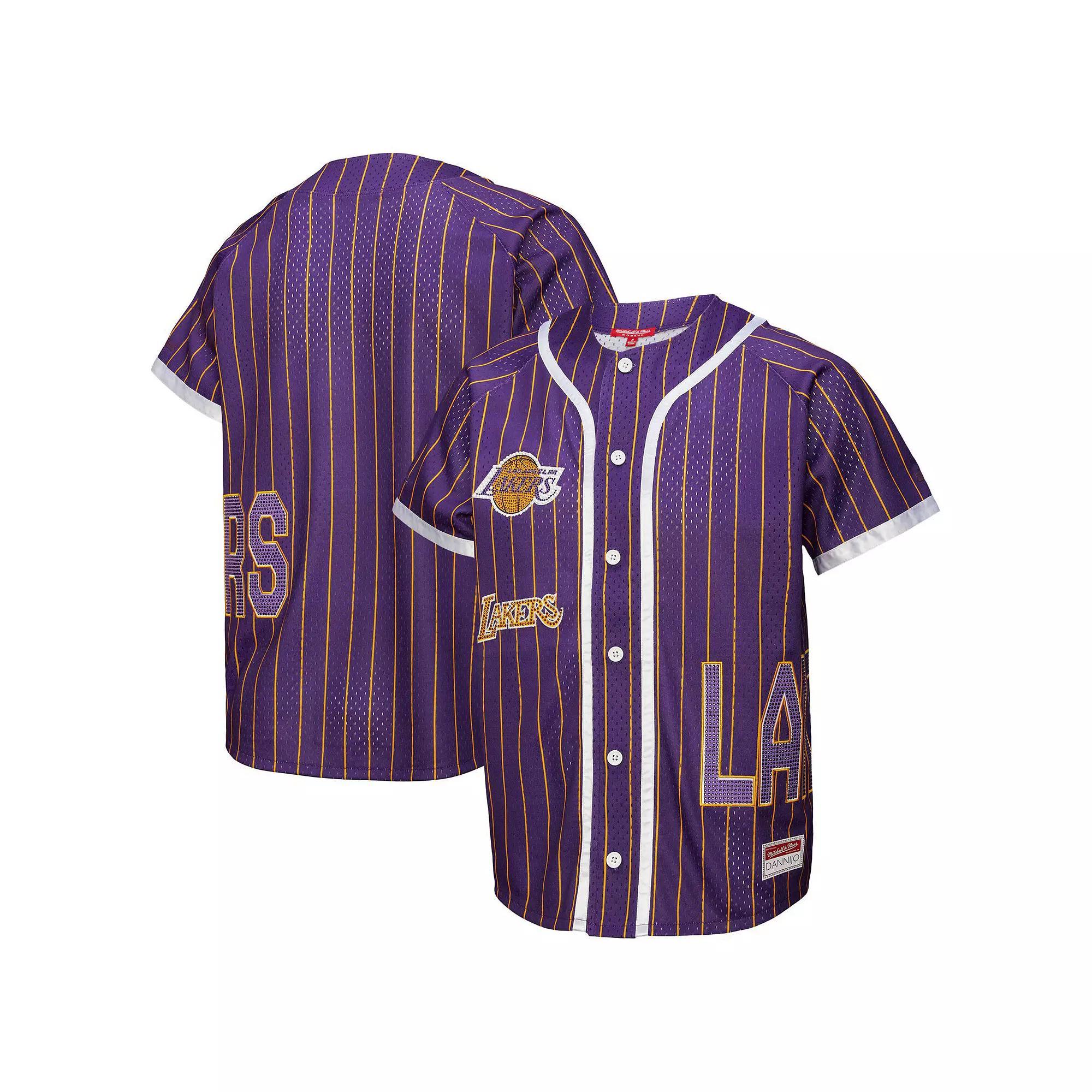 Women's Mitchell & Ness x DANNIJO  Purple Los Angeles Lakers Fashion Baseball Jersey, Size: Medium Product Image