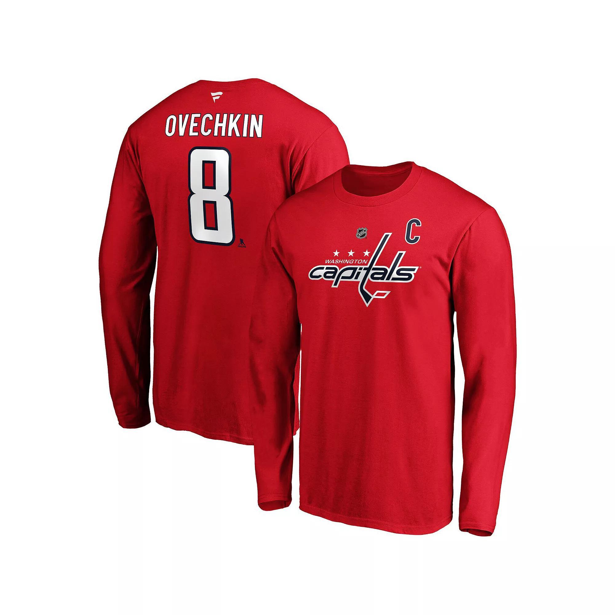 Mens Fanatics Branded Alexander Ovechkin Washington Capitals Authentic Stack Name & Number Long Sleeve T-Shirt Product Image