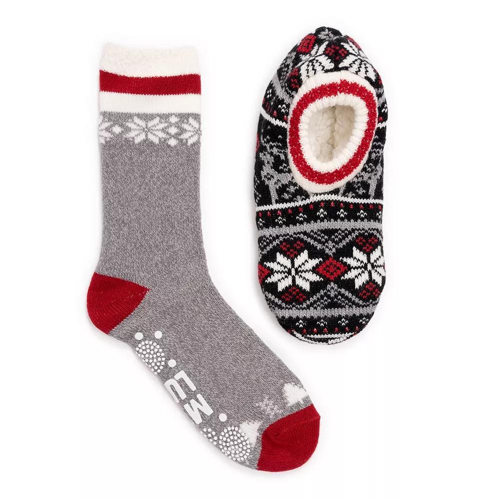 Women's MUK LUKS Ballerina Crew & Bootie Slipper Socks Set, Grey Product Image