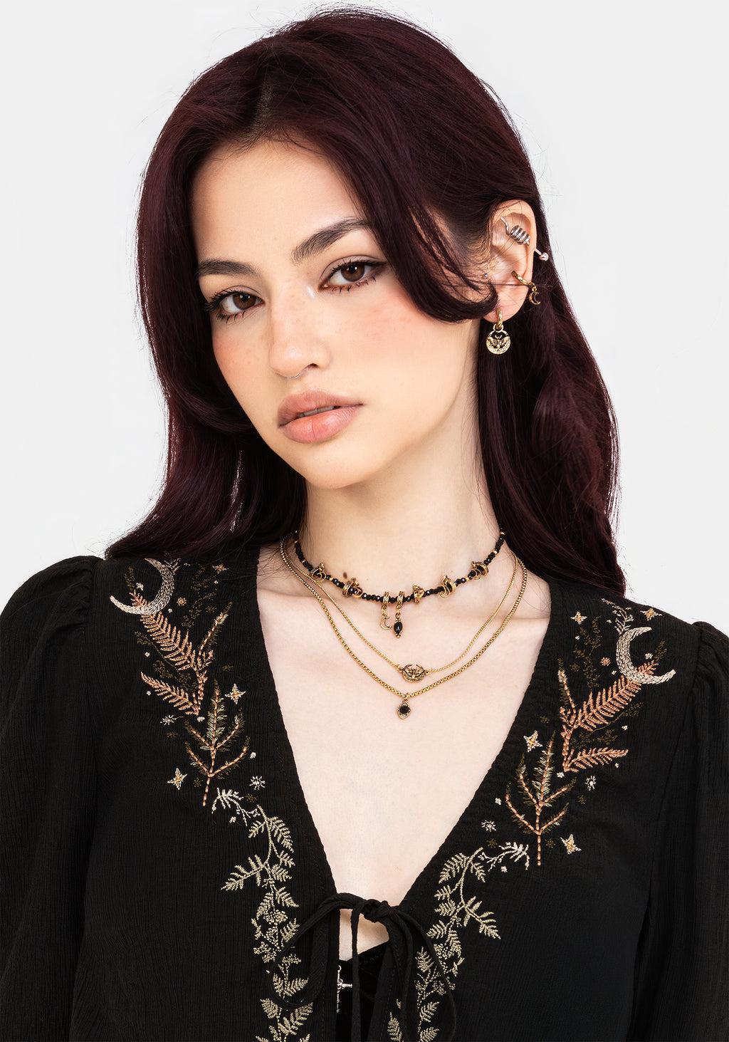 Abellona Embroidered Tie Front Blouse Product Image