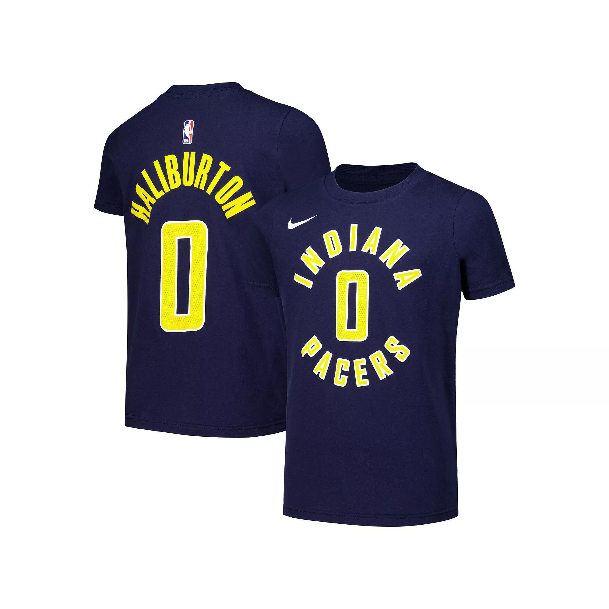 Youth Nike Tyrese Haliburton Navy Indiana Pacers Icon Edition Name & Number T-Shirt, Boy's, Size: YTH Medium, Blue Product Image