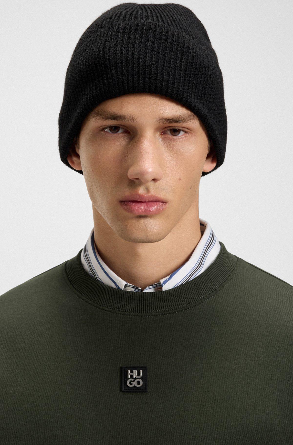HUGO - Sweatshirt with stacked-logo badge - Dark Green Product Image