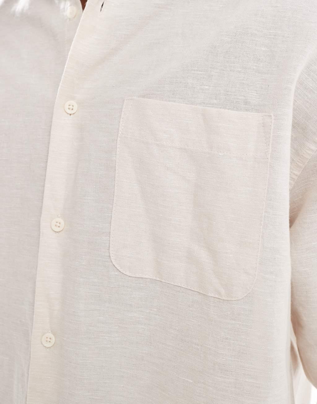 ASOS DESIGN 90s oversized linen shirt in white Product Image