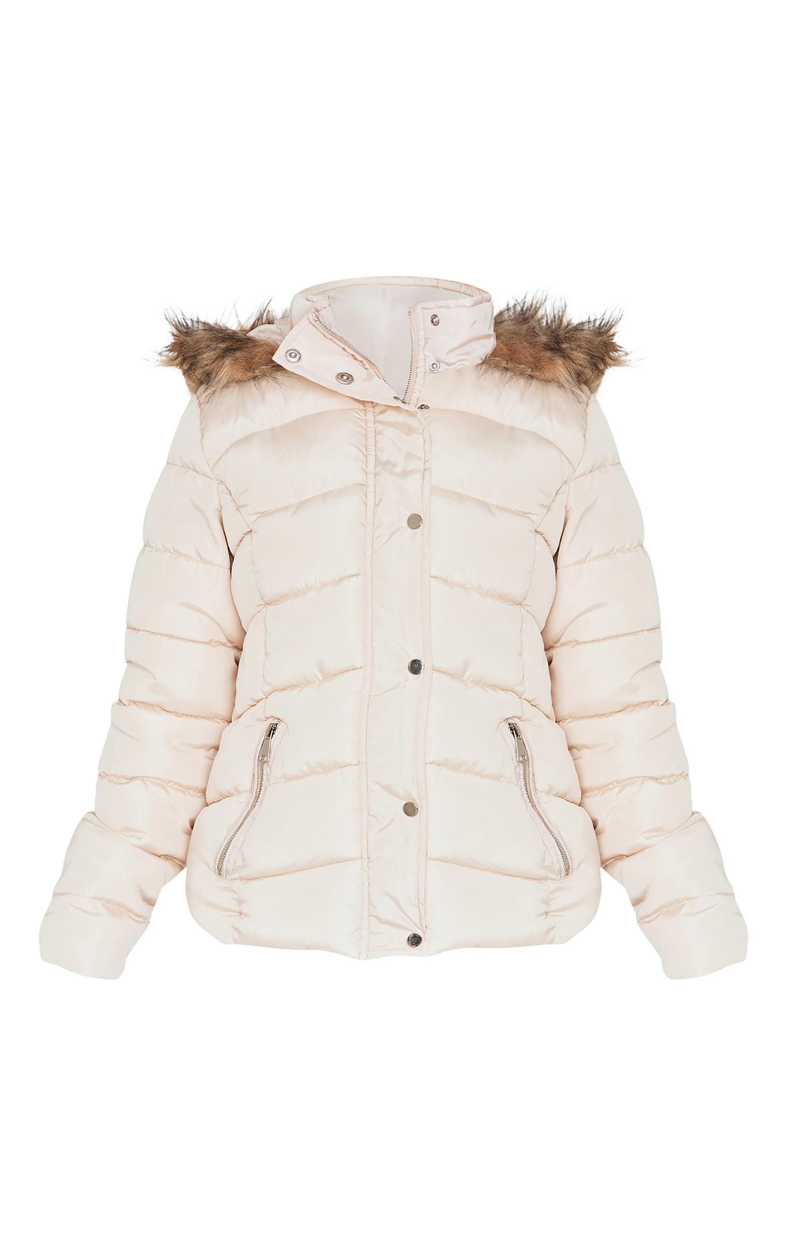 Stone Quilted Mara Faux Fur Hooded Puffer Jacket Product Image