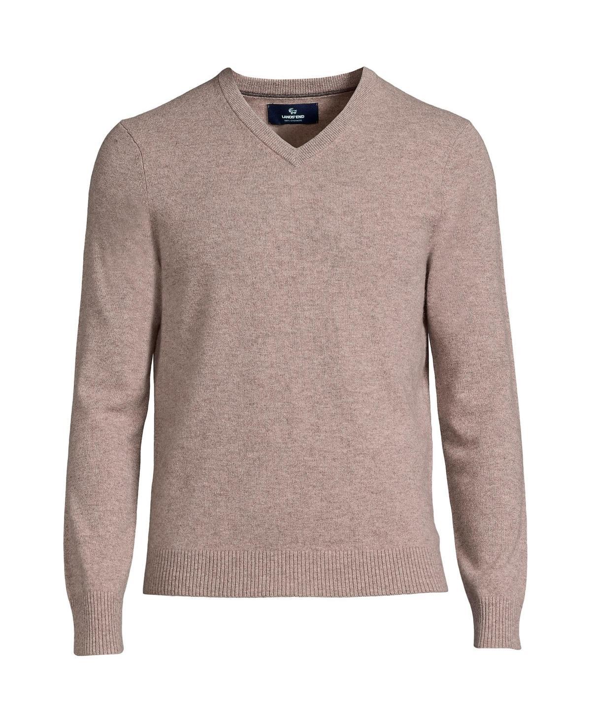 Men's Lands' End Fine-Gauge Cashmere V-neck Sweater, Size: Large, Light Gray Grey Product Image
