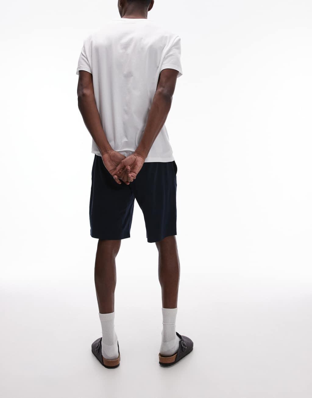 Tommy Hilfiger pajama t-shirt and shorts set in white/navy Product Image