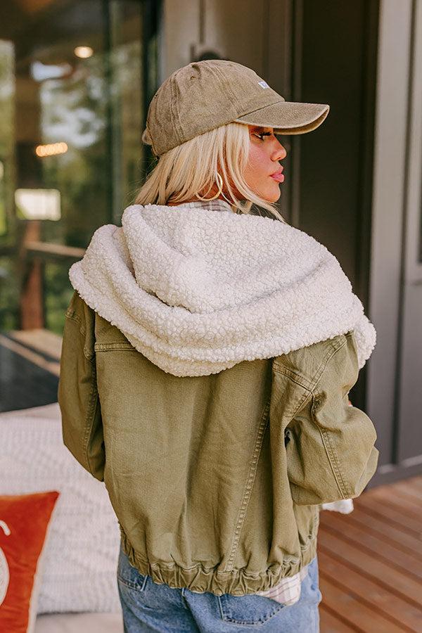 Layer Lover Sherpa Denim Jacket in Olive Product Image