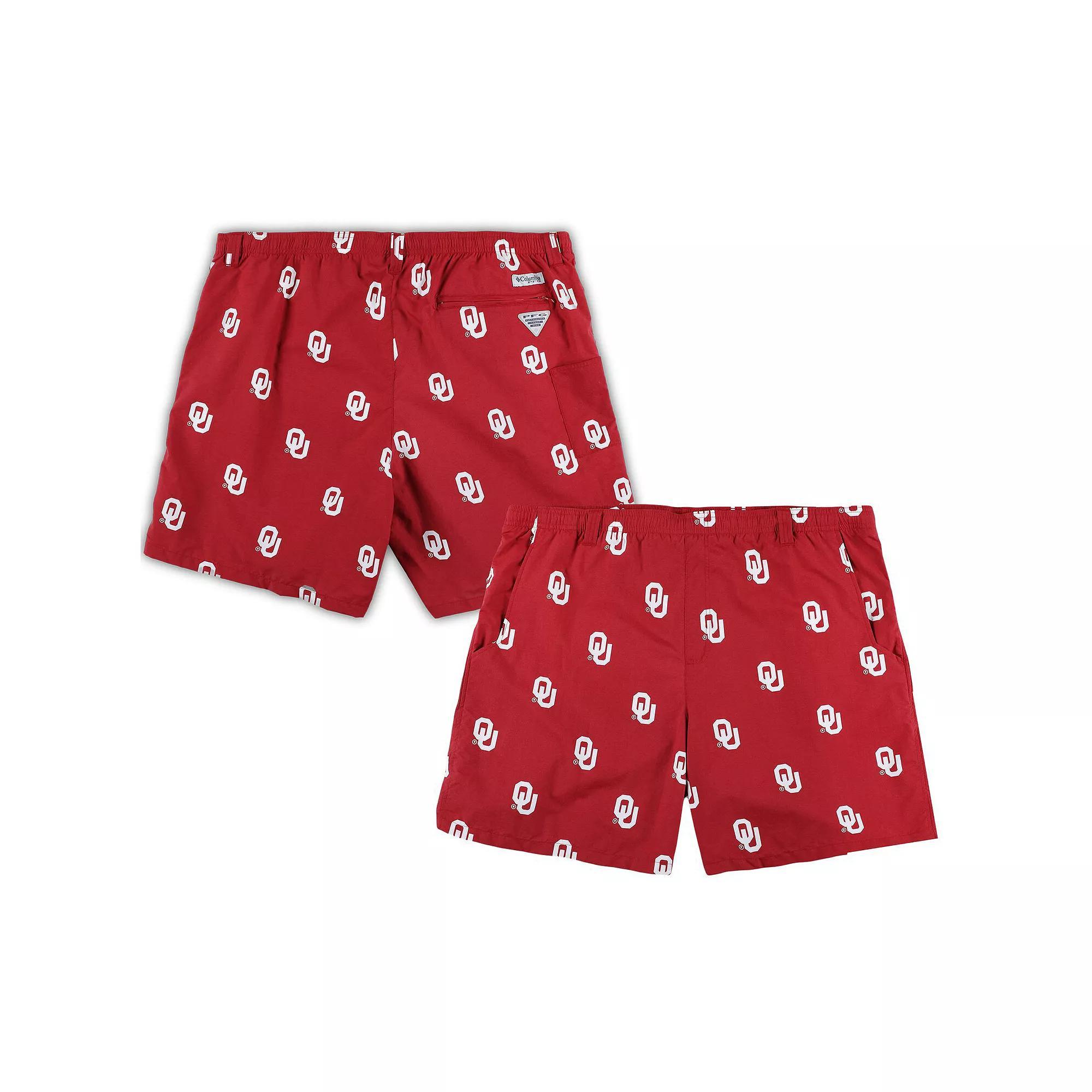 Men's Columbia Crimson Oklahoma Sooners Big & Tall Backcast II Allover Print Omni-Shade Shorts, Size: 4XB, Red Product Image