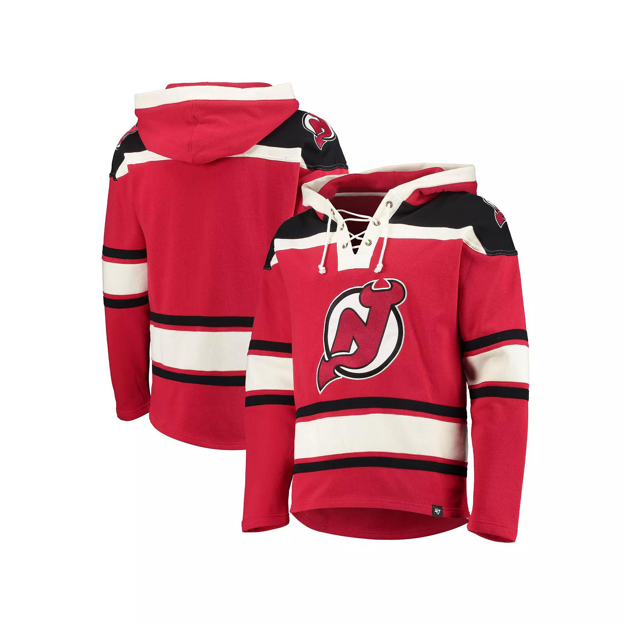 Men's '47 Red New Jersey Devils Superior Lacer Pullover Hoodie, Size: XL, Nhl Red Product Image