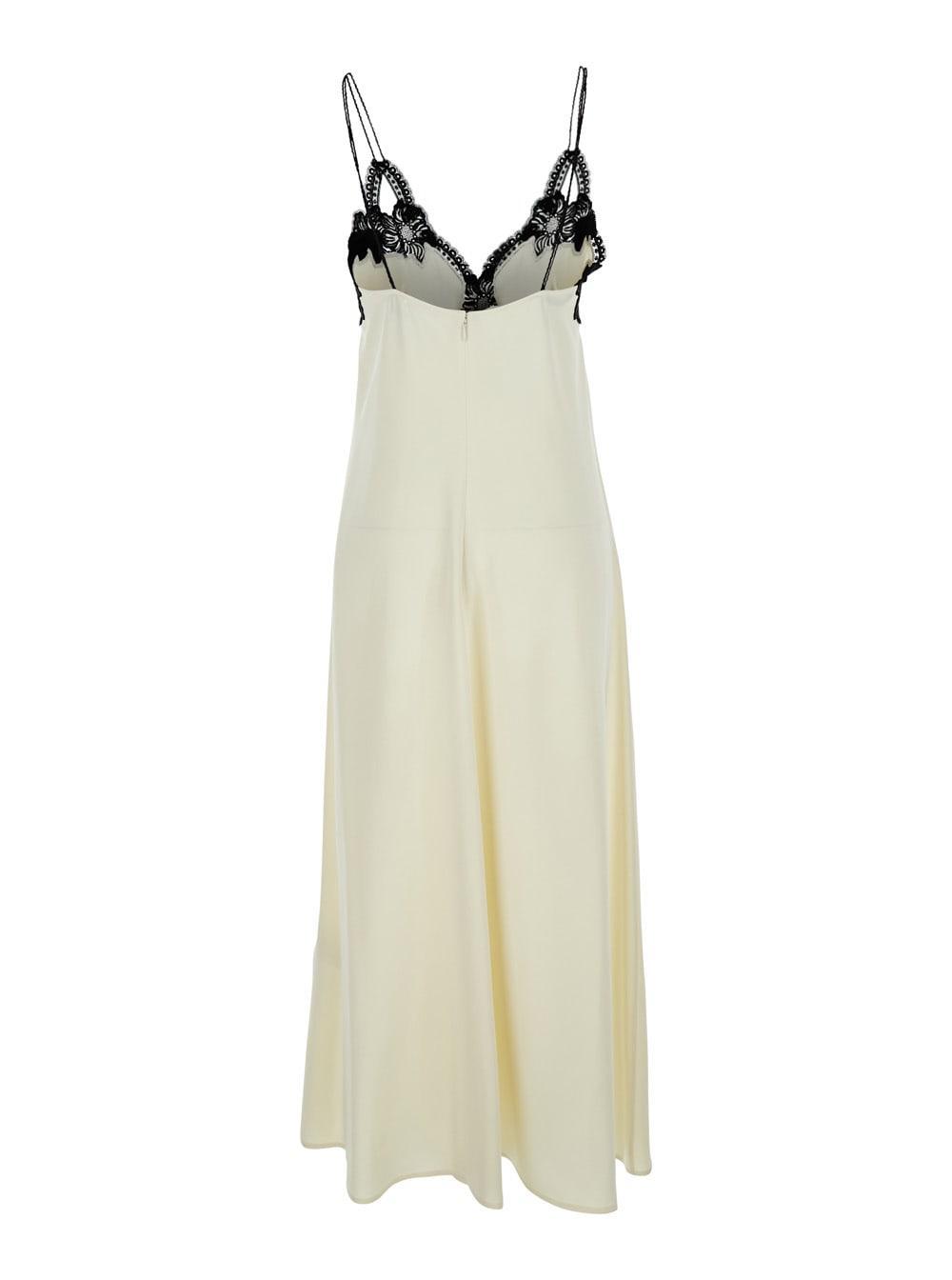 JIL SANDER Embroidered Crepe Satin Midi Dress In Green Product Image