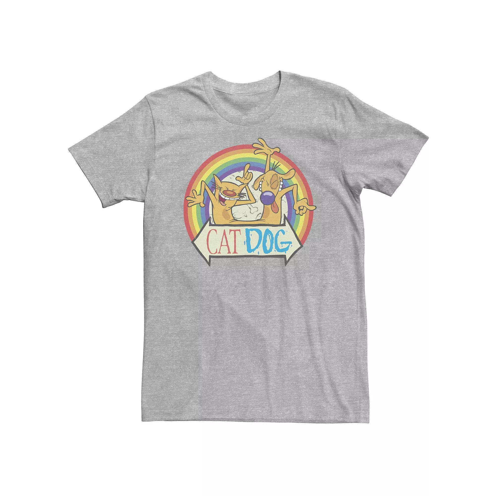 Big & Tall CatDog Pride Rainbow Portrait Tee, Men's, Size: 4XL Tall, Athletic Grey Product Image