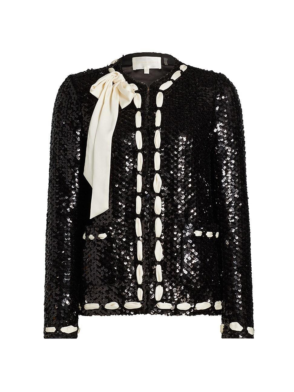 Womens Lamoine Rosina Bow-Detailed Sequined Jacket Product Image