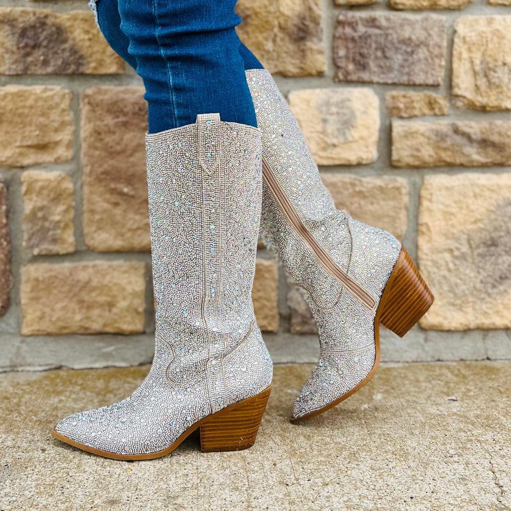 Glitz & Glam Silver Rhinestone Boots* Product Image