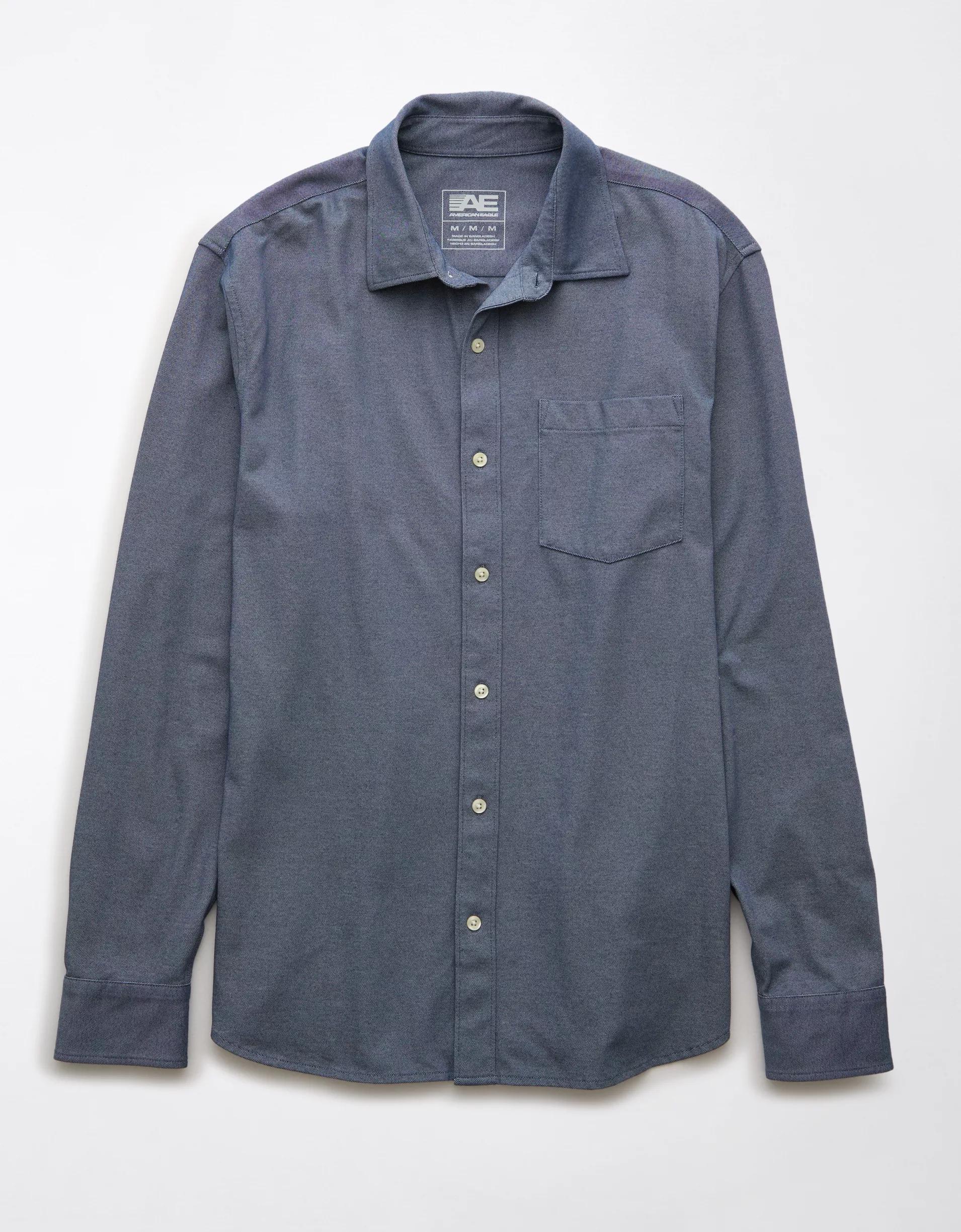 AE 24/7 Club Long Sleeve Button-Up Shirt Product Image