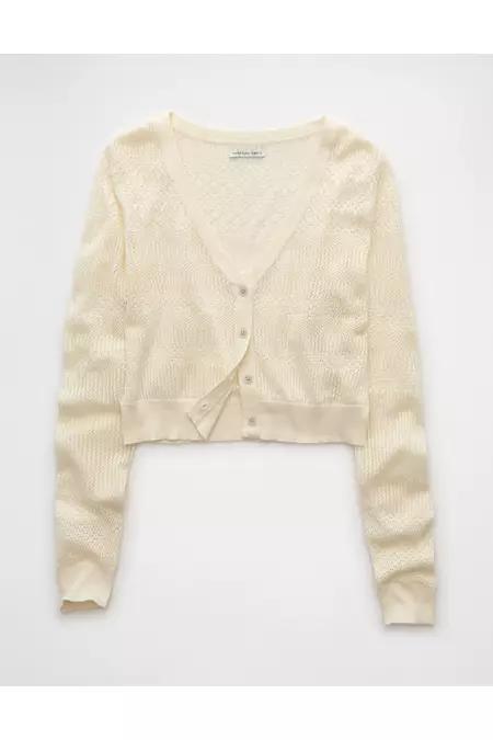 AE Pointelle V-Neck Cardigan Women's Product Image