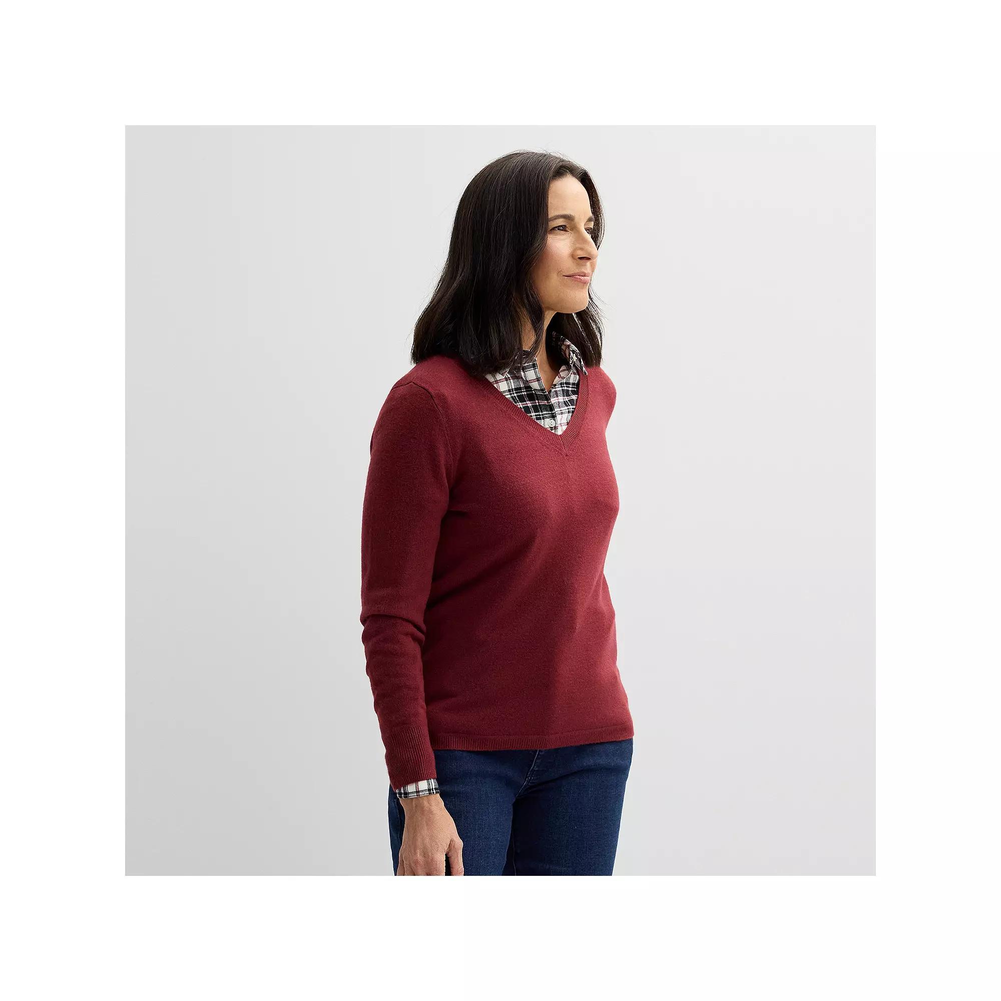 Womens Croft & Barrow The Extra Soft V-Neck Sweater Demure Purple Product Image