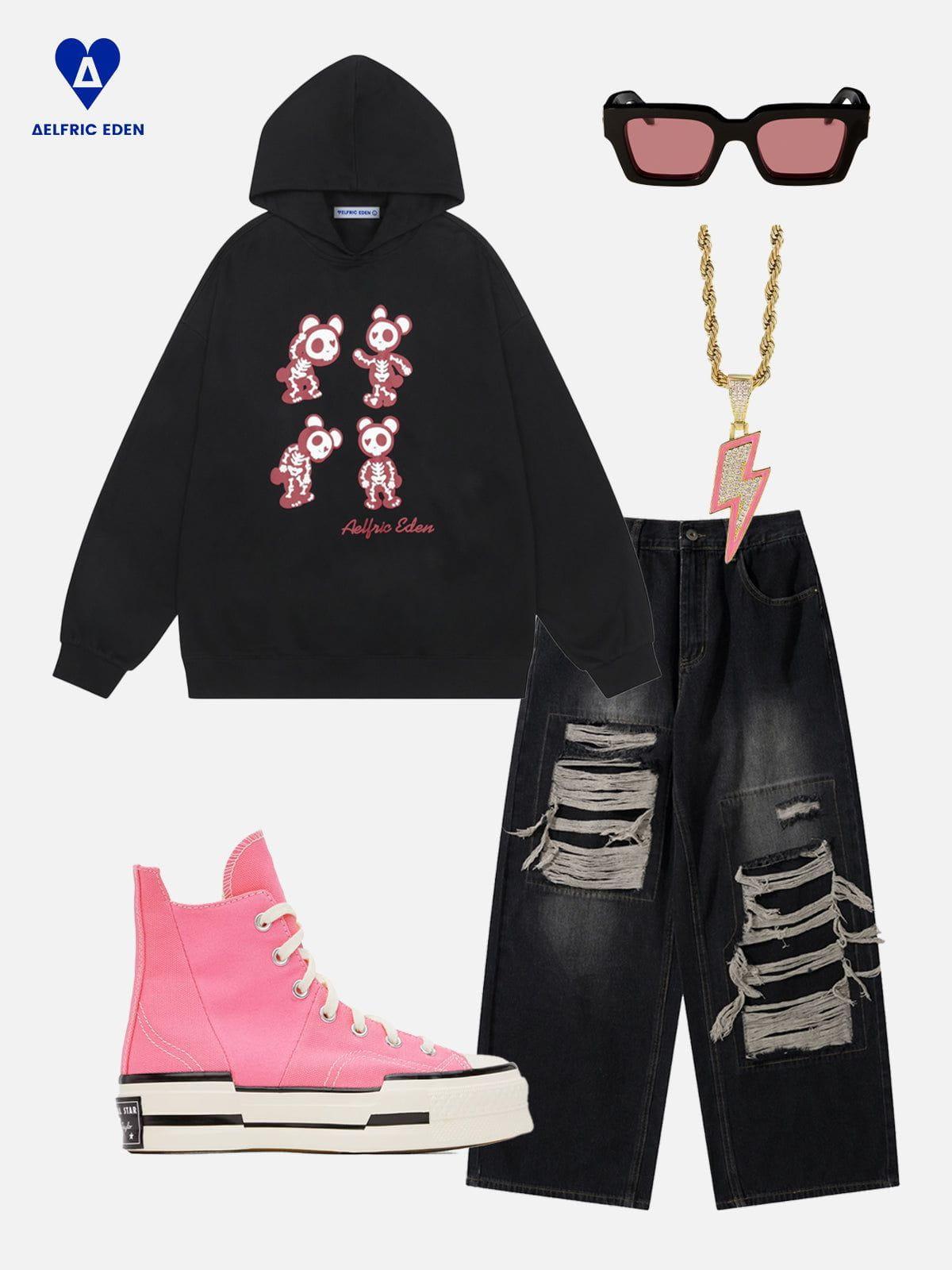 Aelfric Eden Skeleton Bear Hoodie Product Image